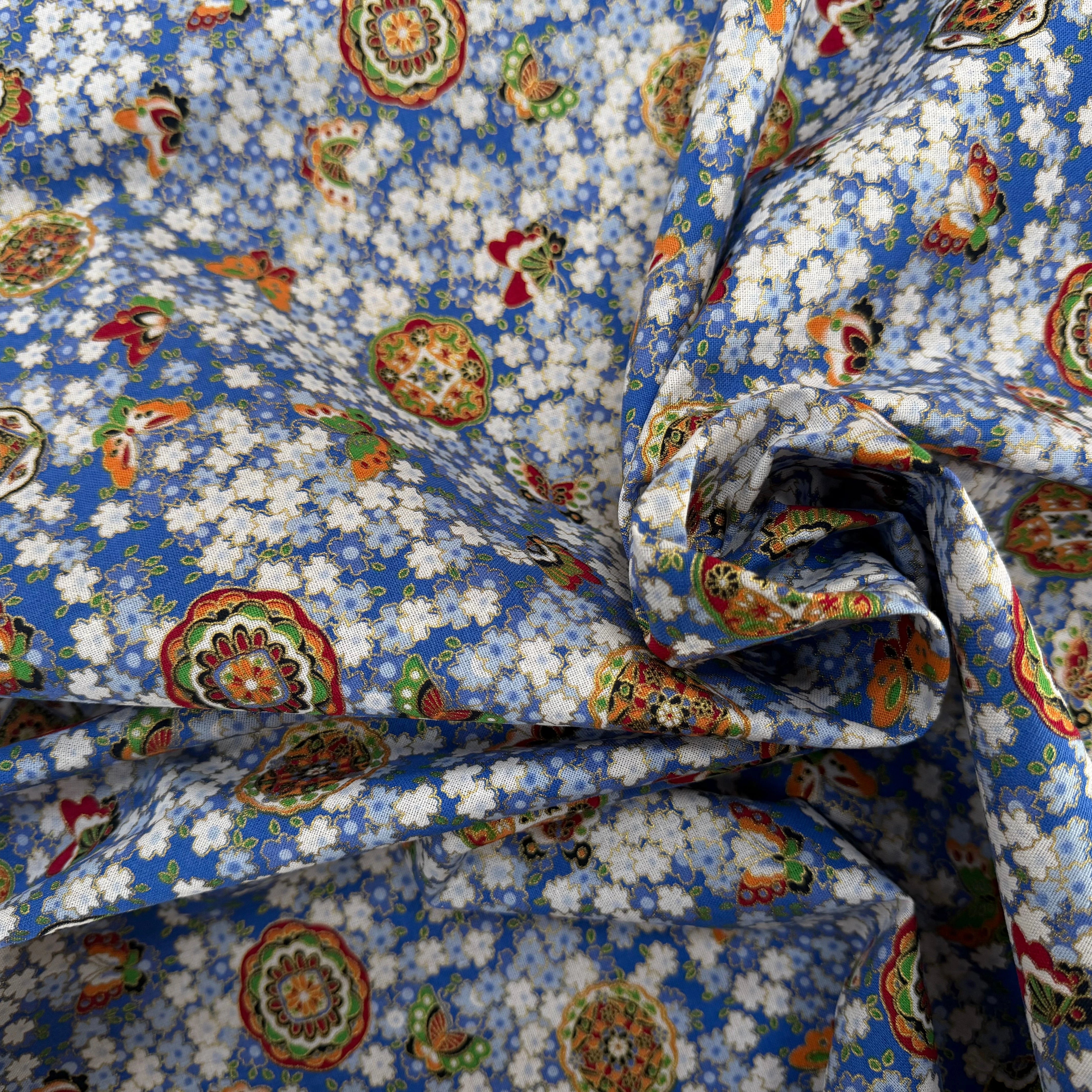 COTON IMPRIMÉ FOIL 16 BLEU 145 CM - My Little Coupon