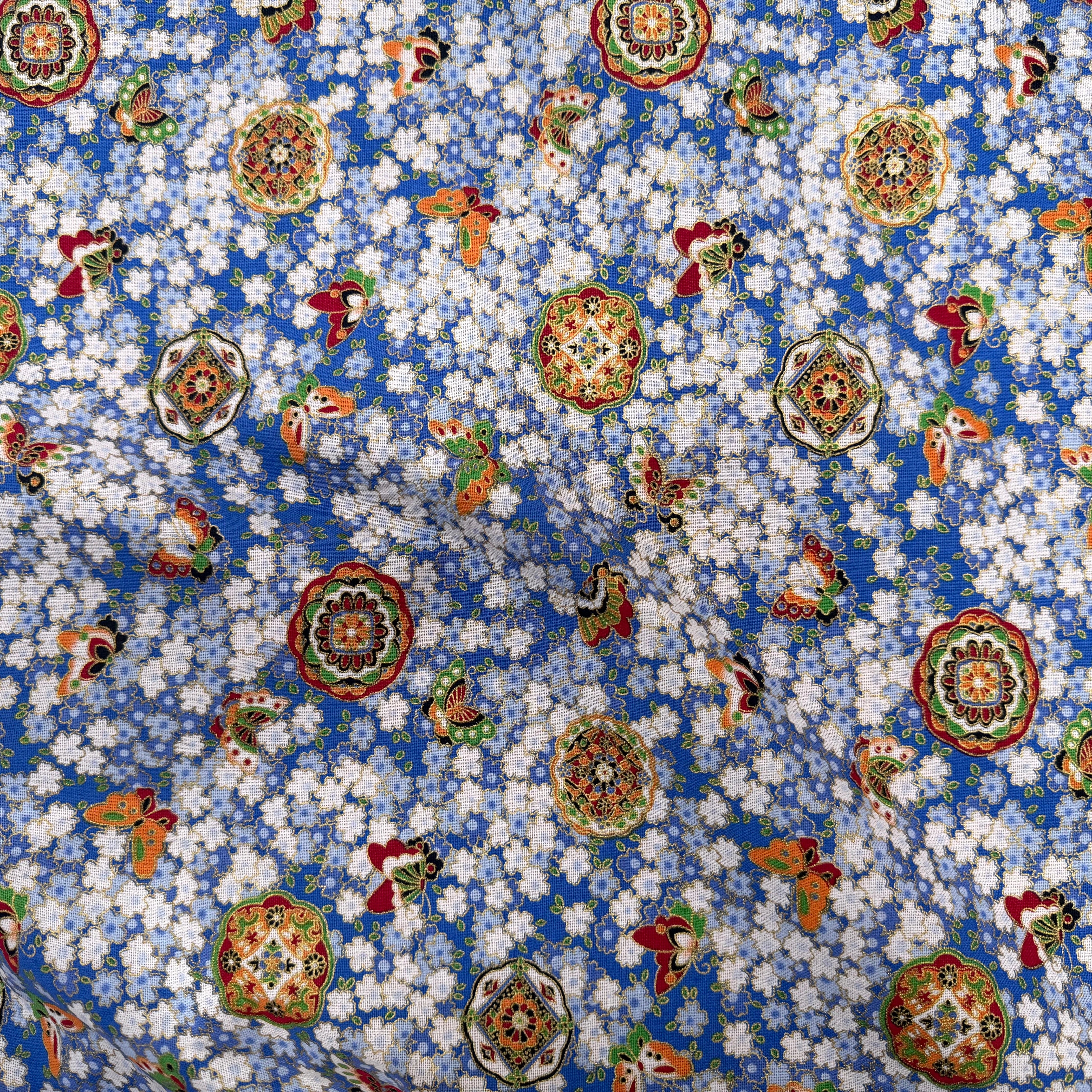 COTON IMPRIMÉ FOIL 16 BLEU 145 CM - My Little Coupon
