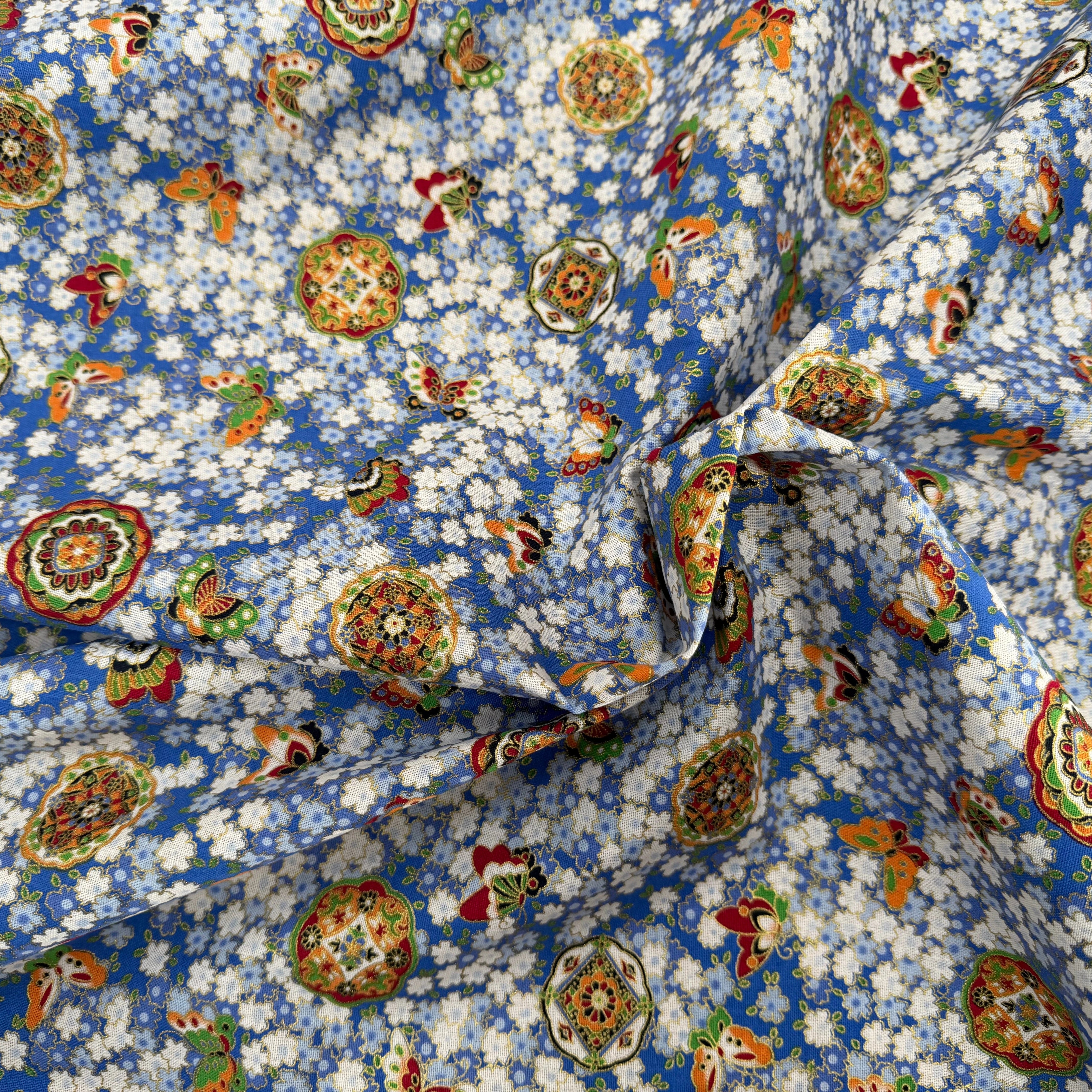 COTON IMPRIMÉ FOIL 16 BLEU 145 CM - My Little Coupon