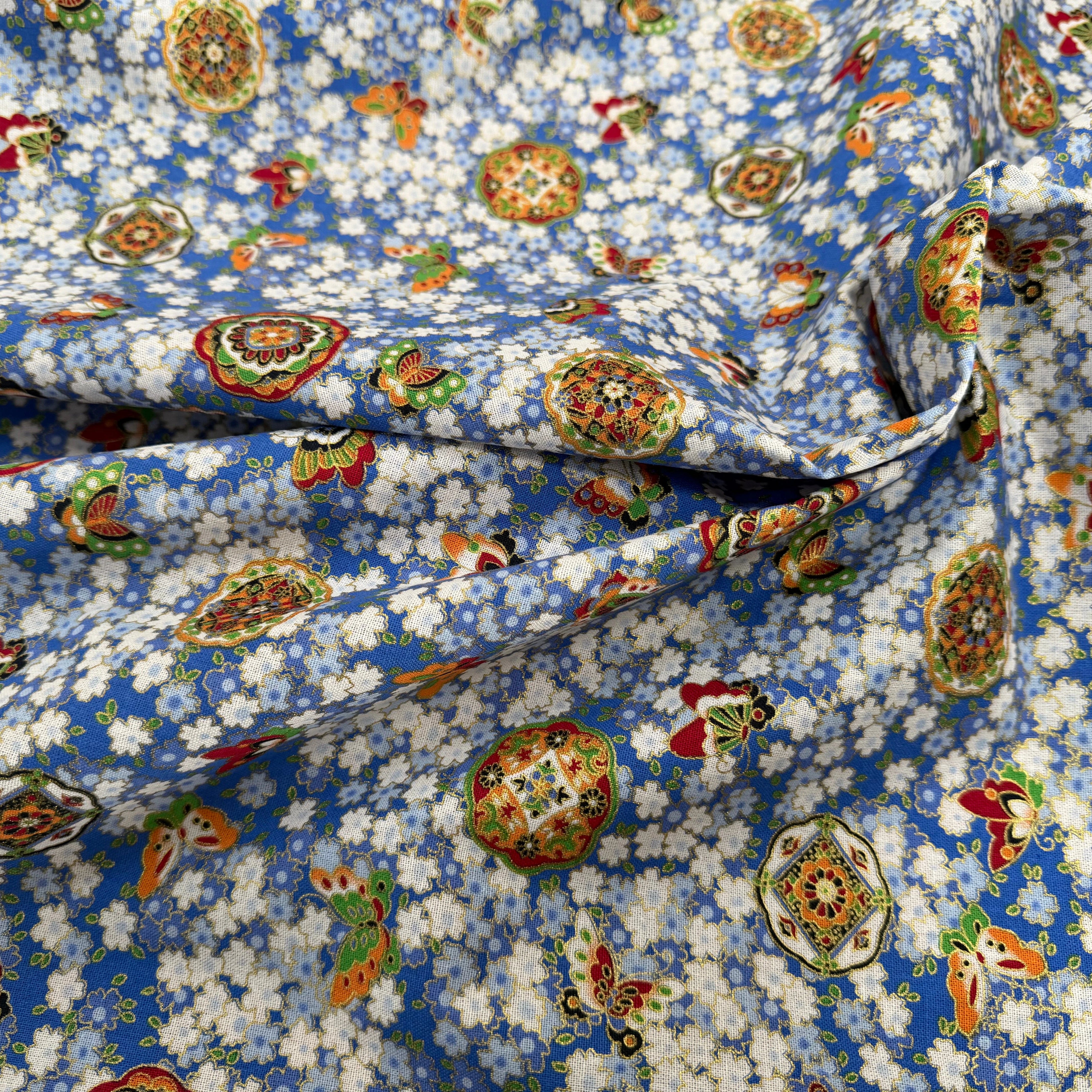 COTON IMPRIMÉ FOIL 16 BLEU 145 CM - My Little Coupon