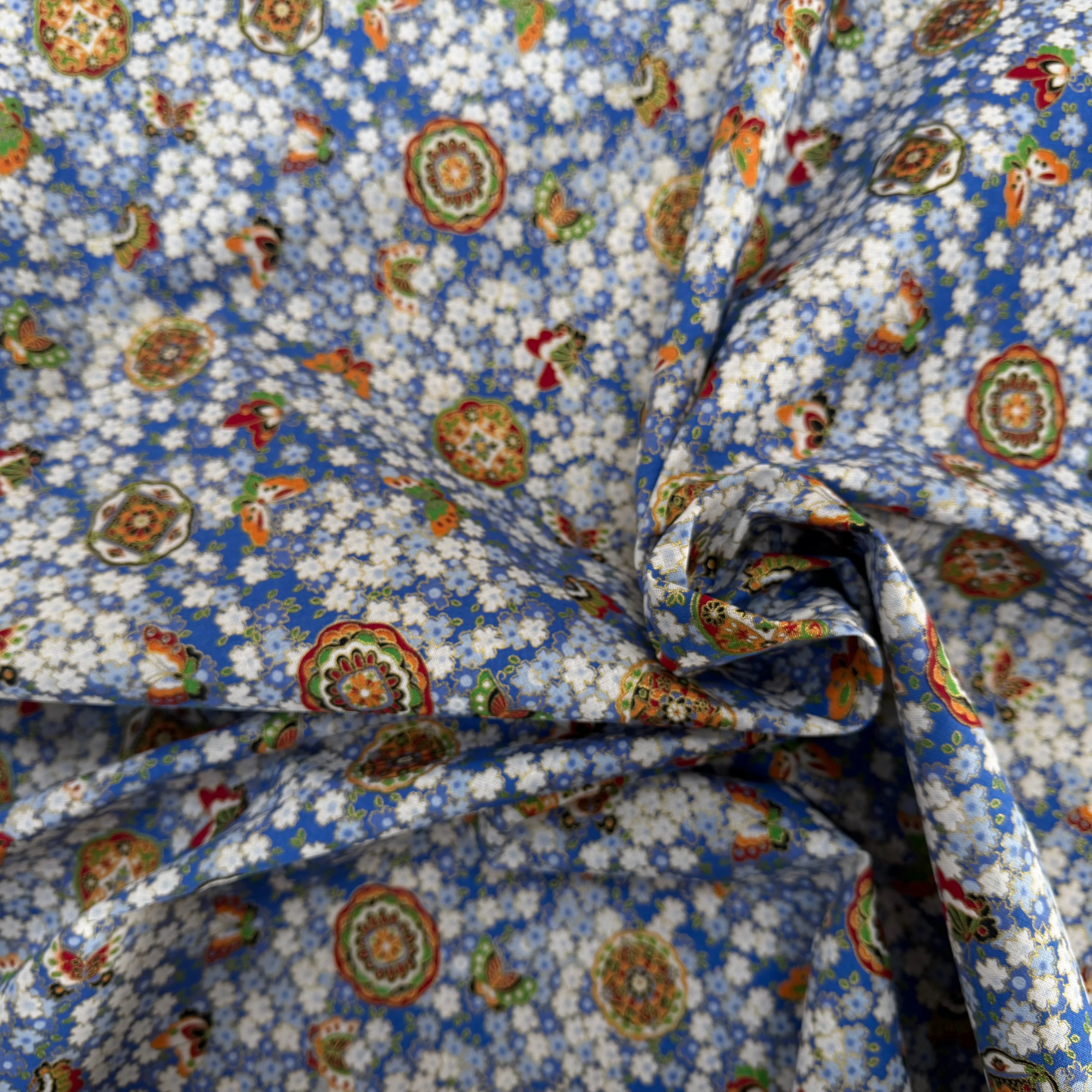 COTON IMPRIMÉ FOIL 16 BLEU 145 CM - My Little Coupon