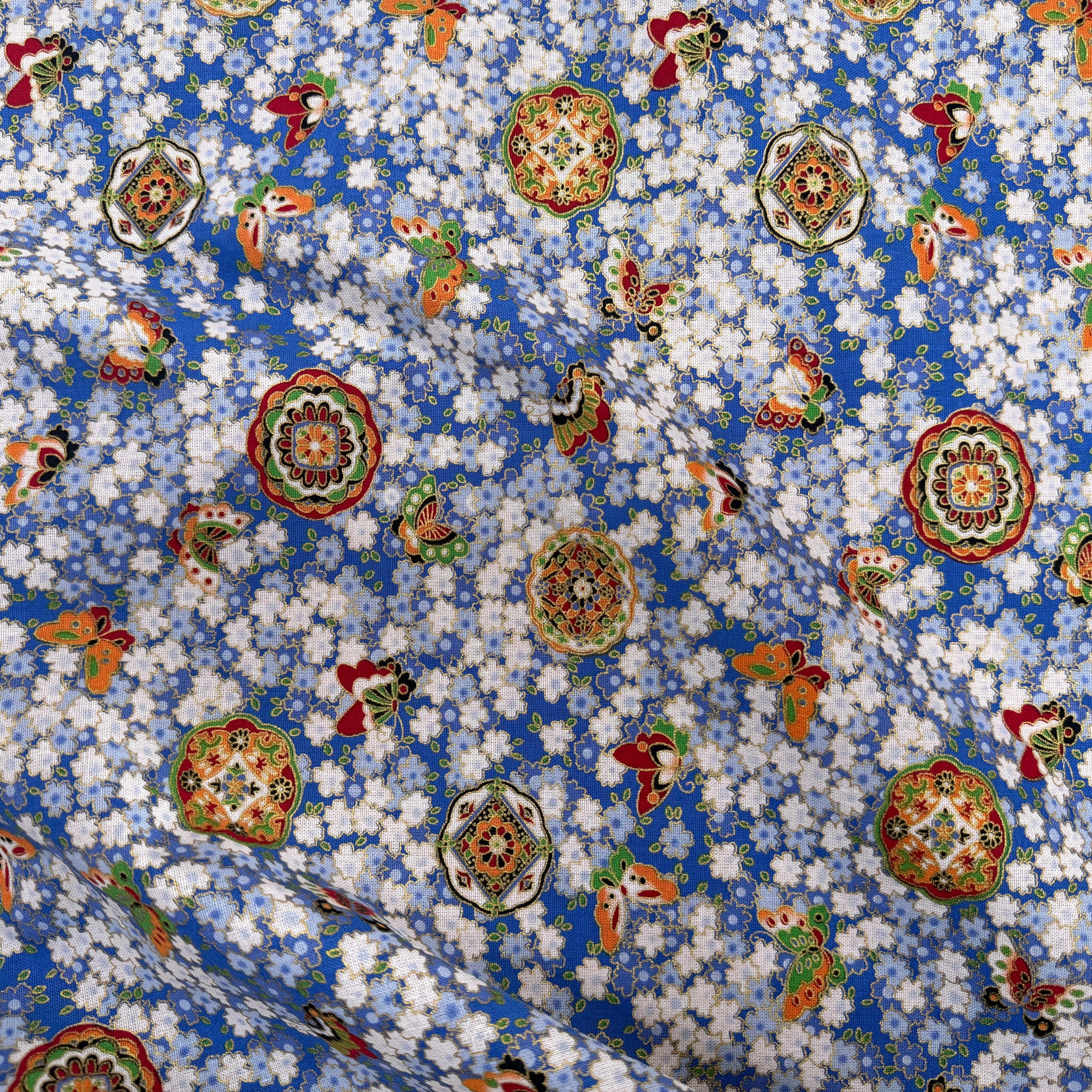 COTON IMPRIMÉ FOIL 16 BLEU 145 CM - My Little Coupon