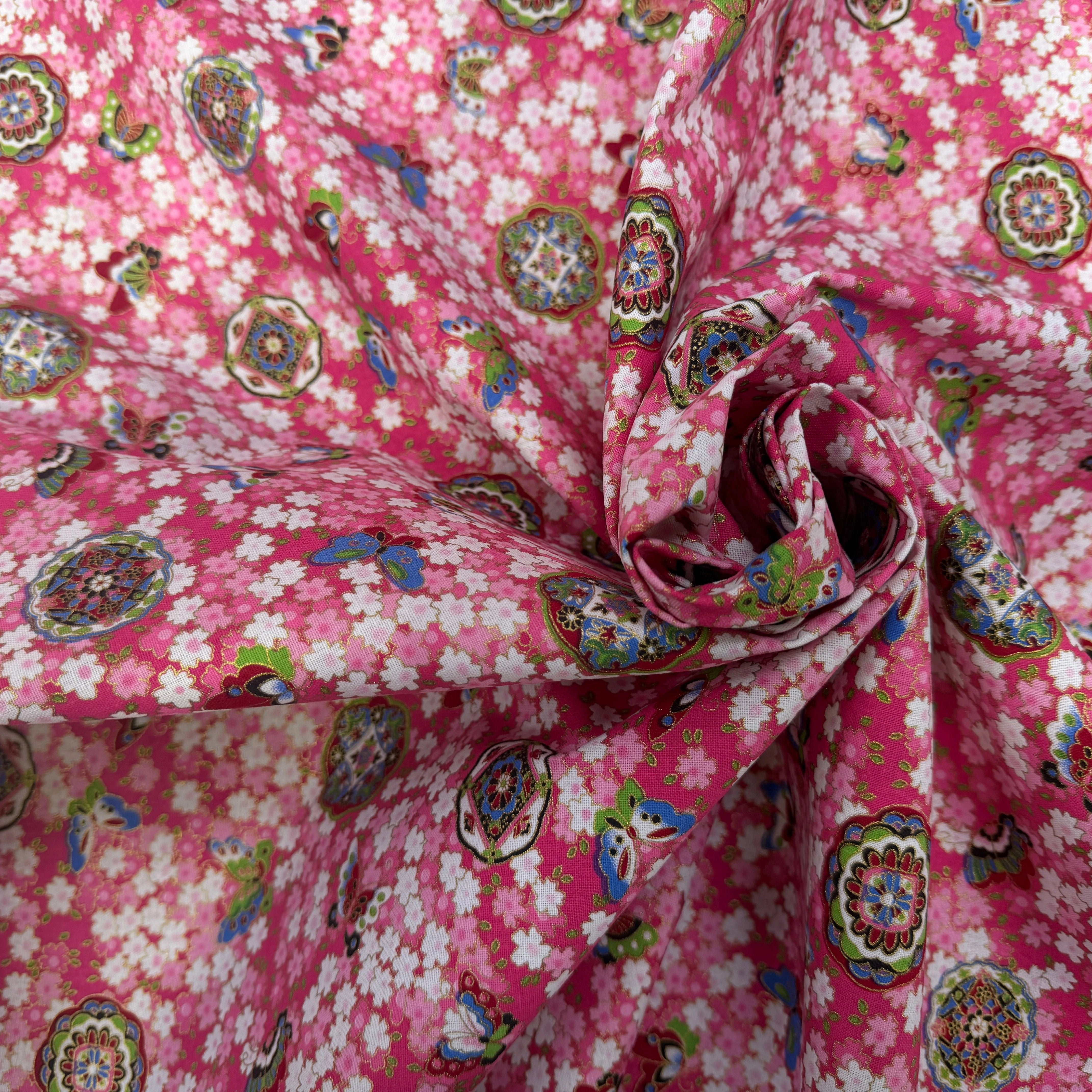 COTON IMPRIMÉ FOIL 18 ROSE 145 CM - My Little Coupon