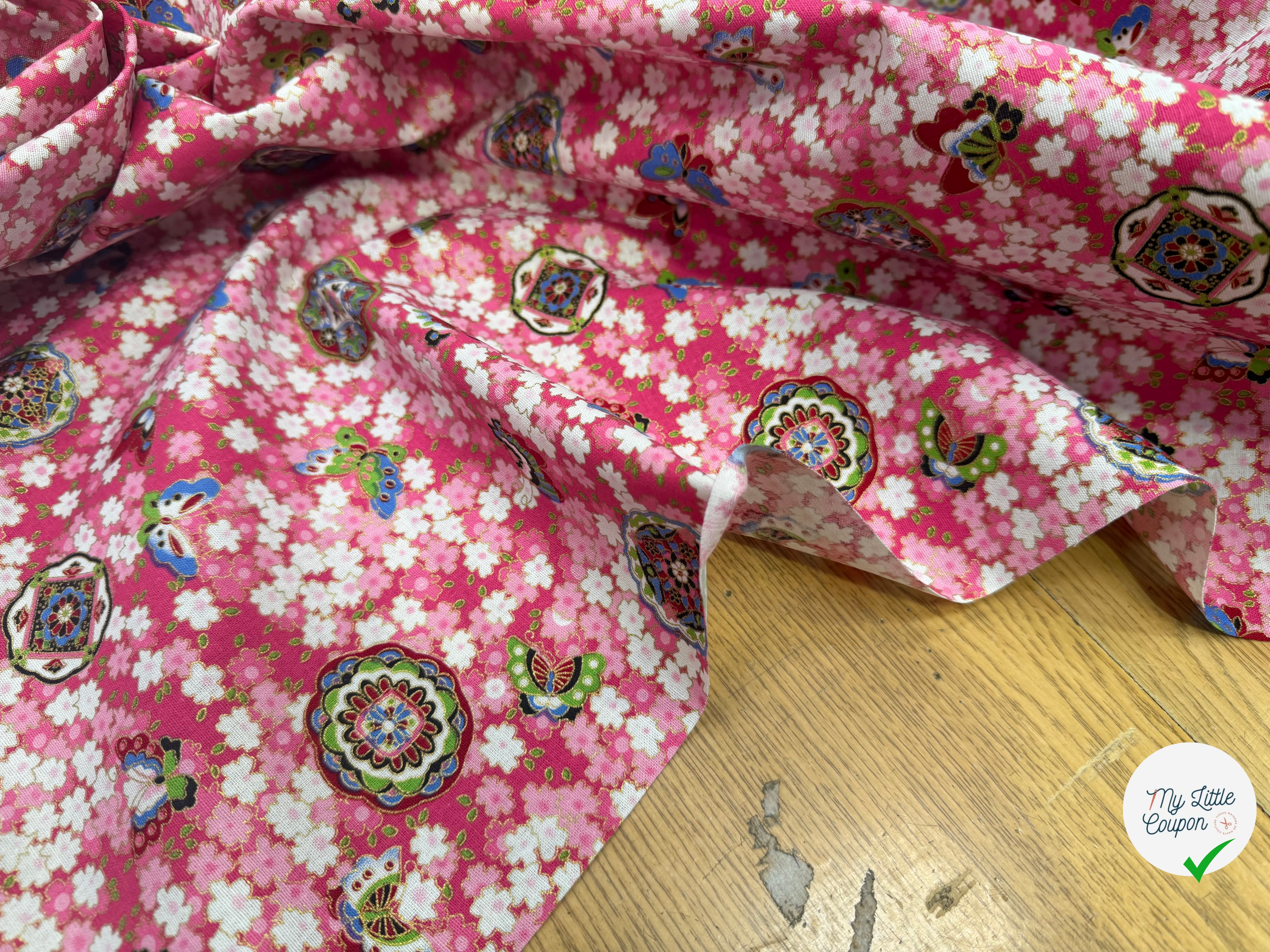 COTON IMPRIMÉ FOIL 18 ROSE 145 CM - My Little Coupon