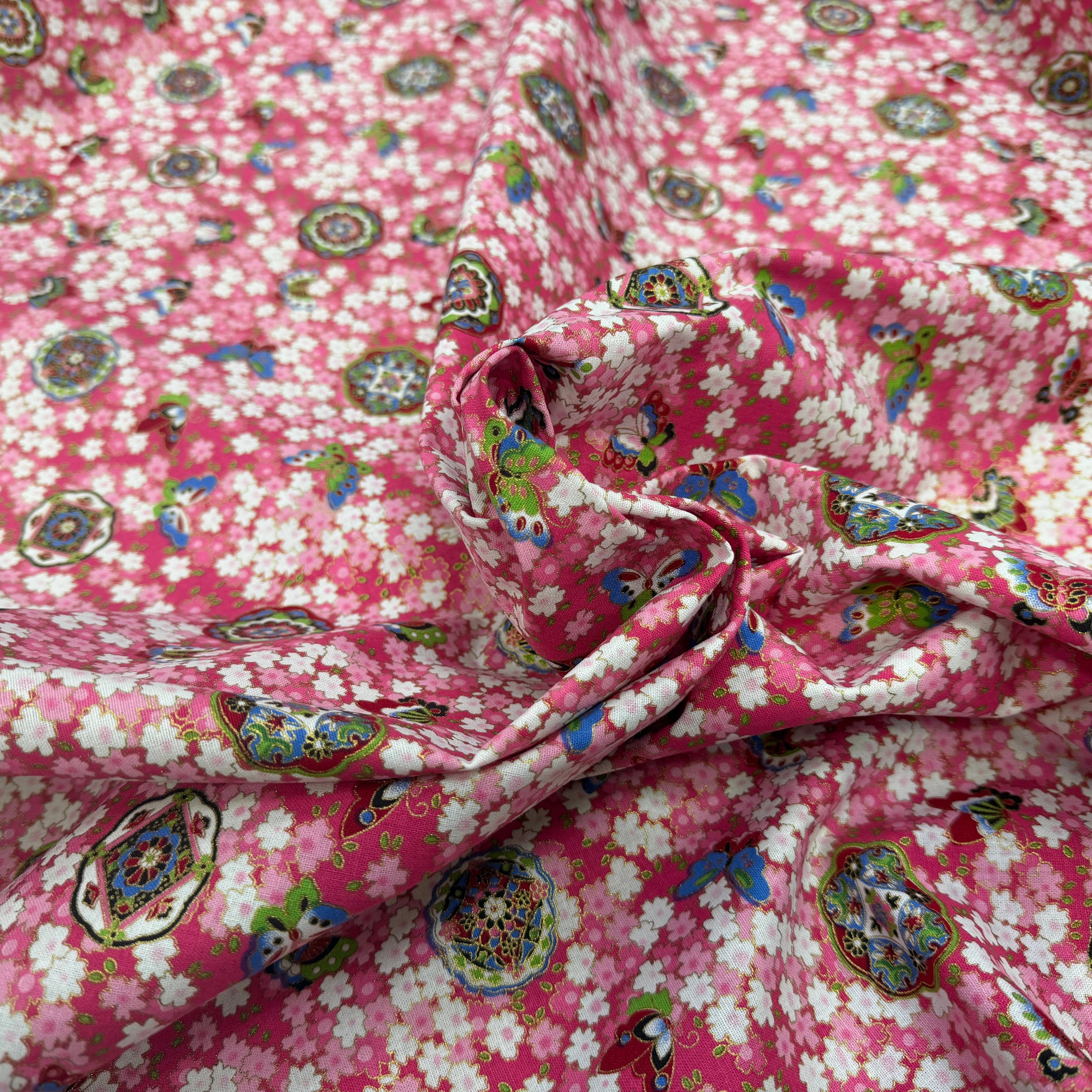 COTON IMPRIMÉ FOIL 18 ROSE 145 CM - My Little Coupon