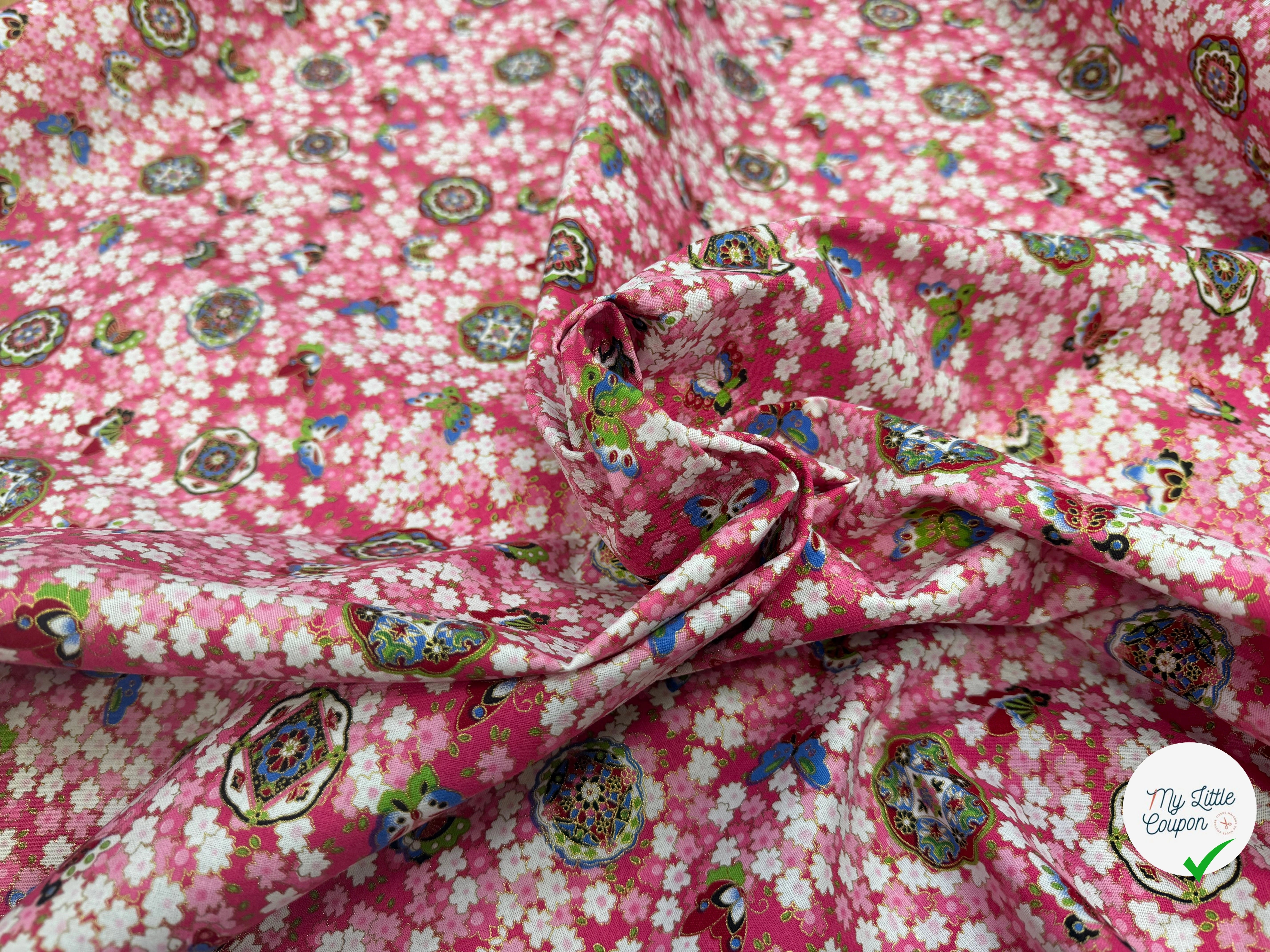 COTON IMPRIMÉ FOIL 18 ROSE 145 CM - My Little Coupon