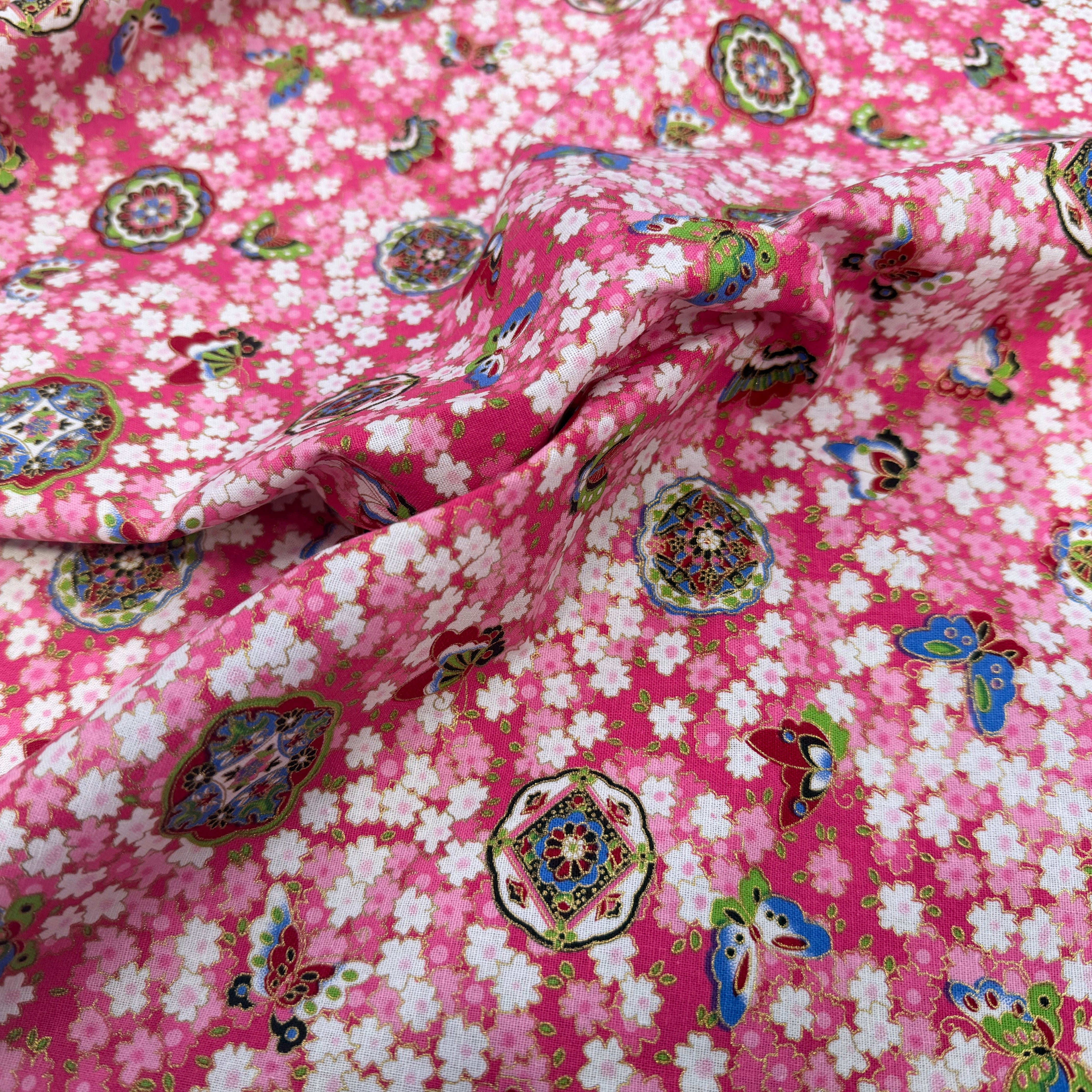 COTON IMPRIMÉ FOIL 18 ROSE 145 CM - My Little Coupon