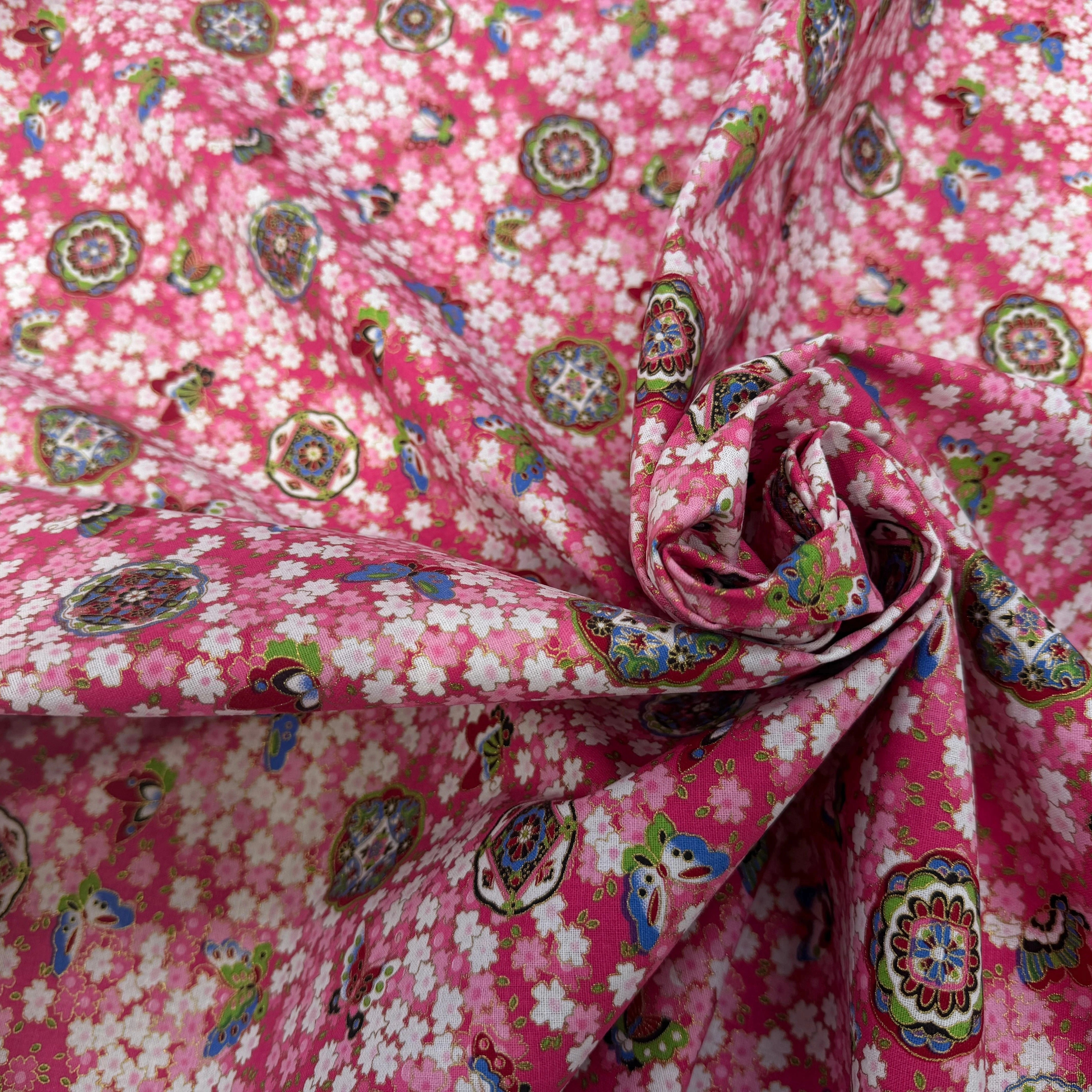 COTON IMPRIMÉ FOIL 18 ROSE 145 CM - My Little Coupon