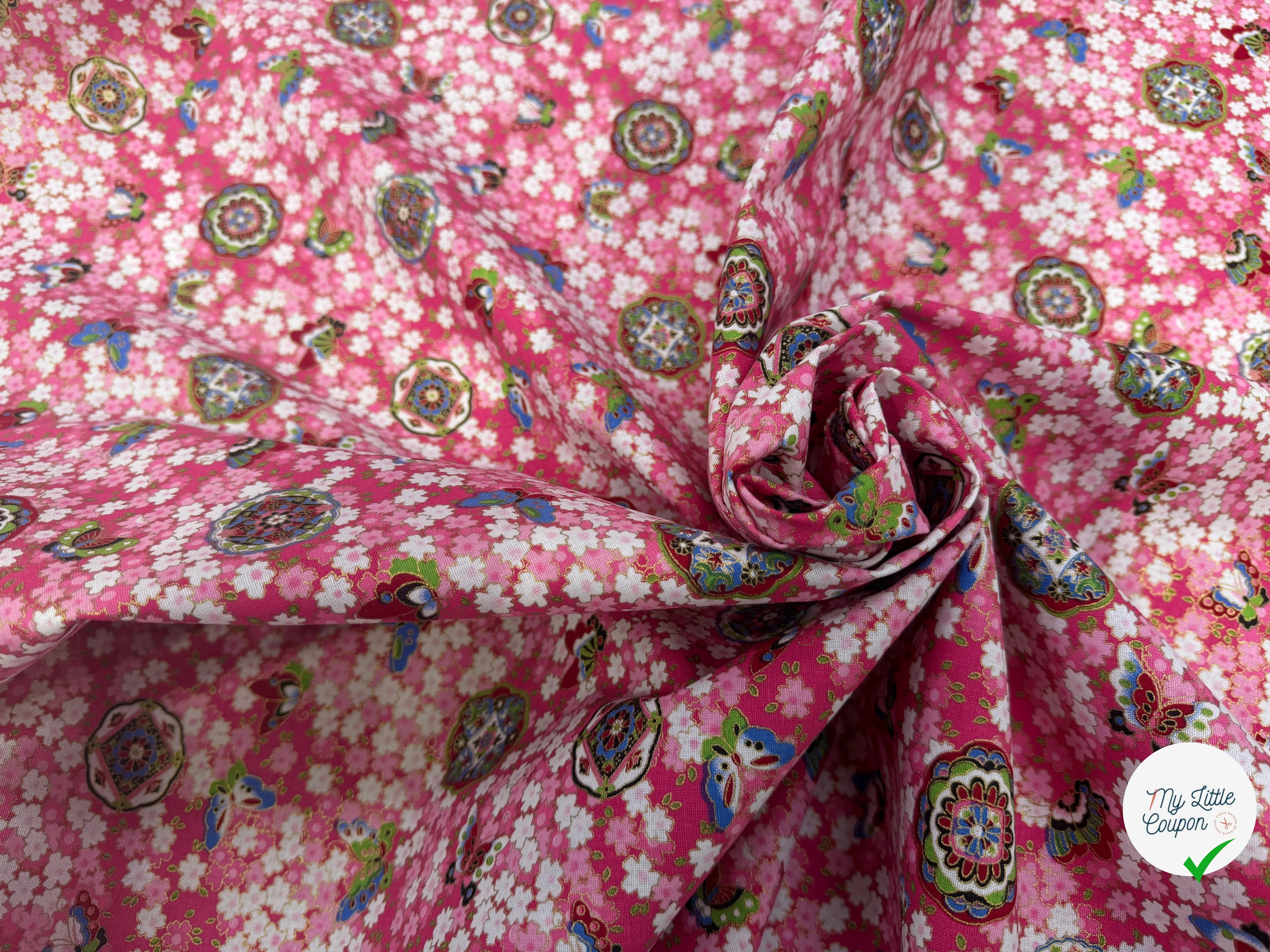 COTON IMPRIMÉ FOIL 18 ROSE 145 CM - My Little Coupon