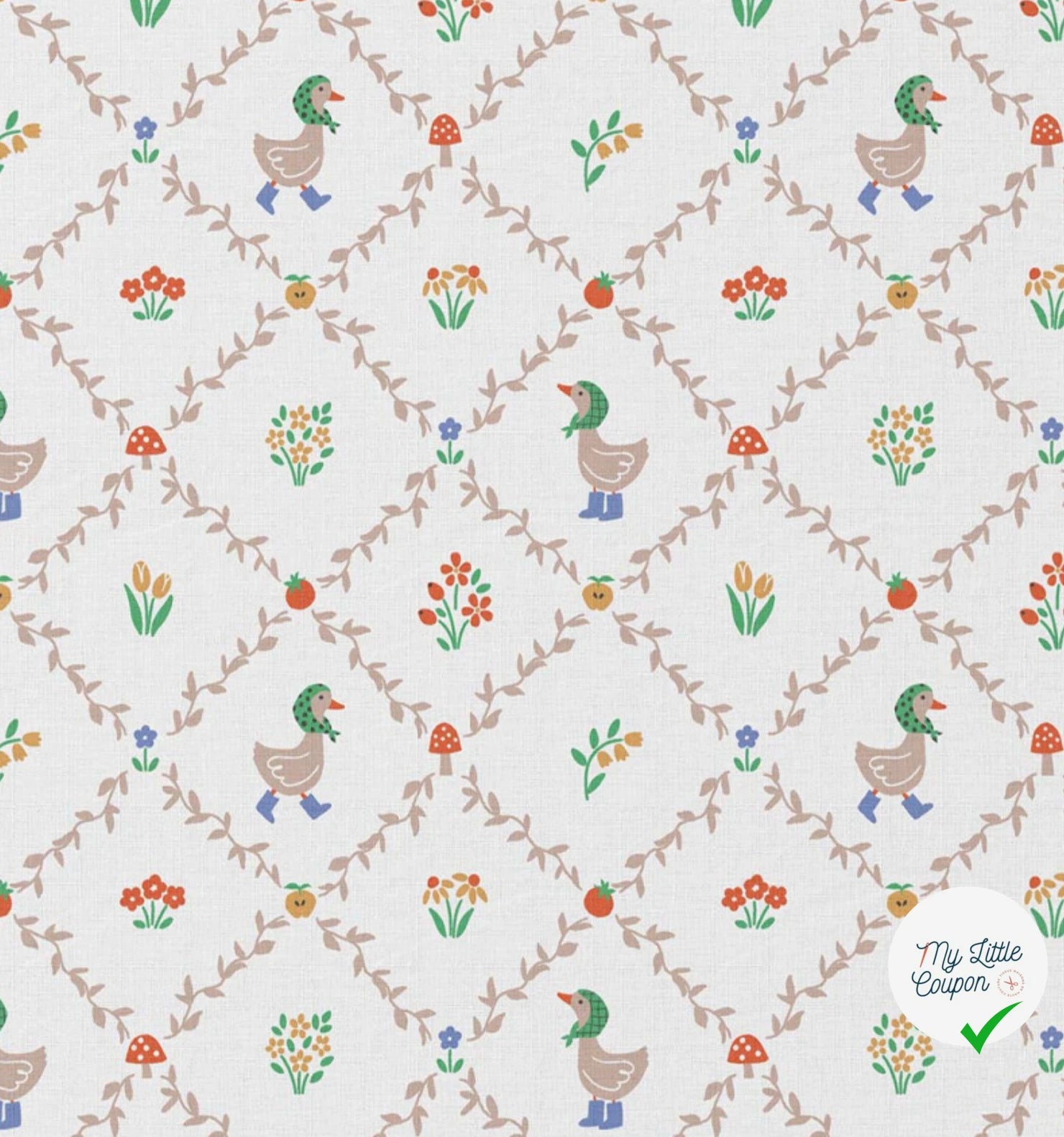 COTON IMPRIMÉ HAGA BLANC / ROUGE - My Little Coupon