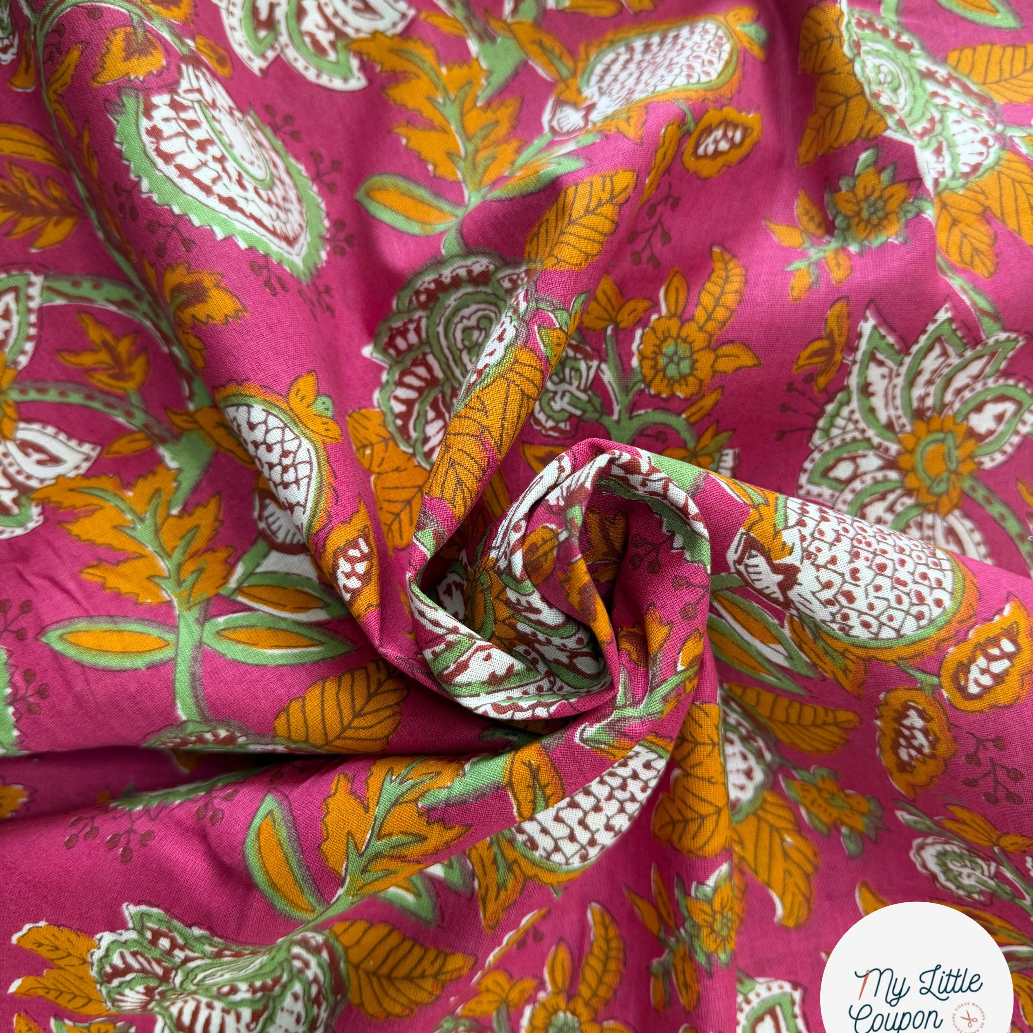 COTON INDIEN TAJ-MAHAL 007 FUCHSIA LAIZE 110 - My Little Coupon