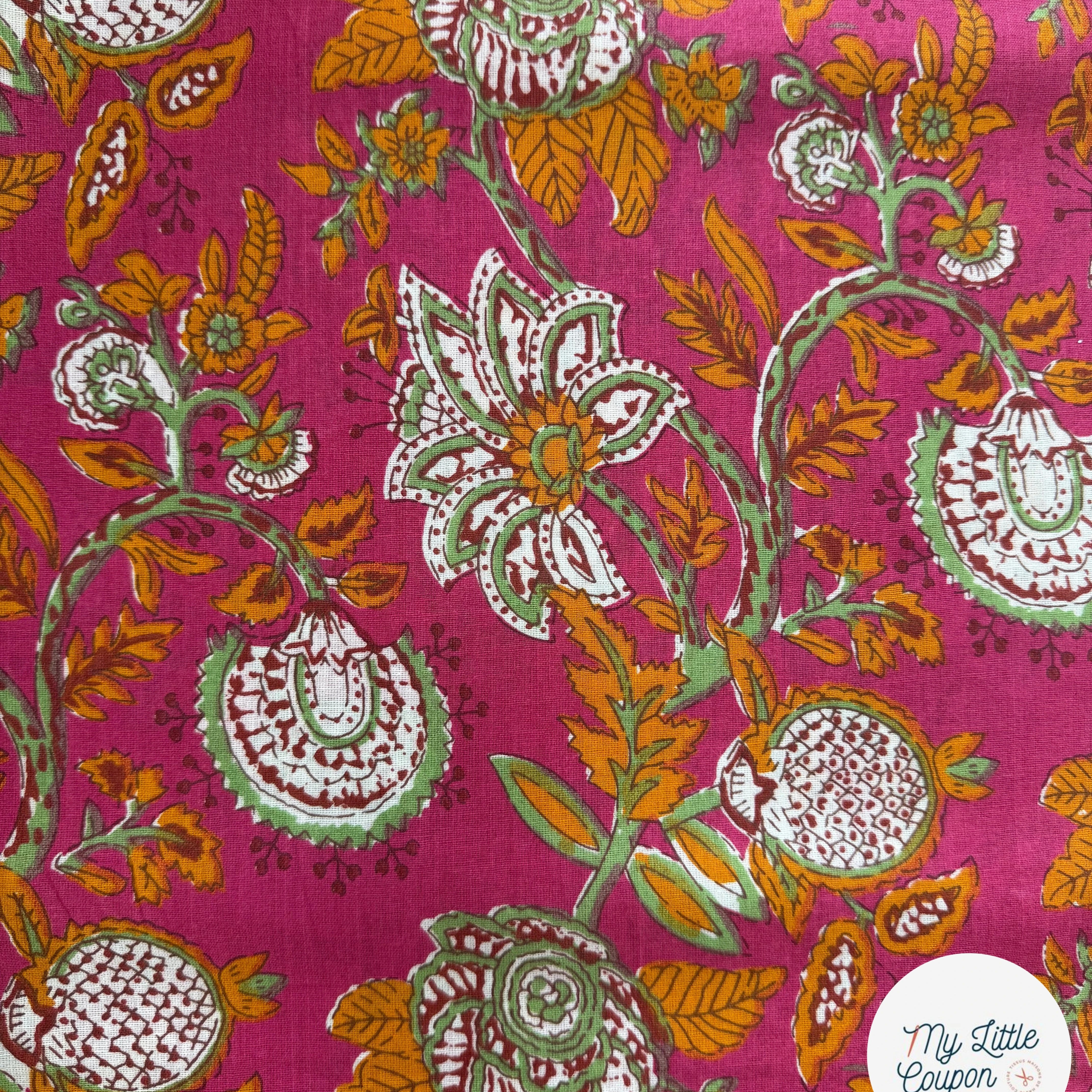 COTON INDIEN TAJ-MAHAL 007 FUCHSIA LAIZE 110 - My Little Coupon