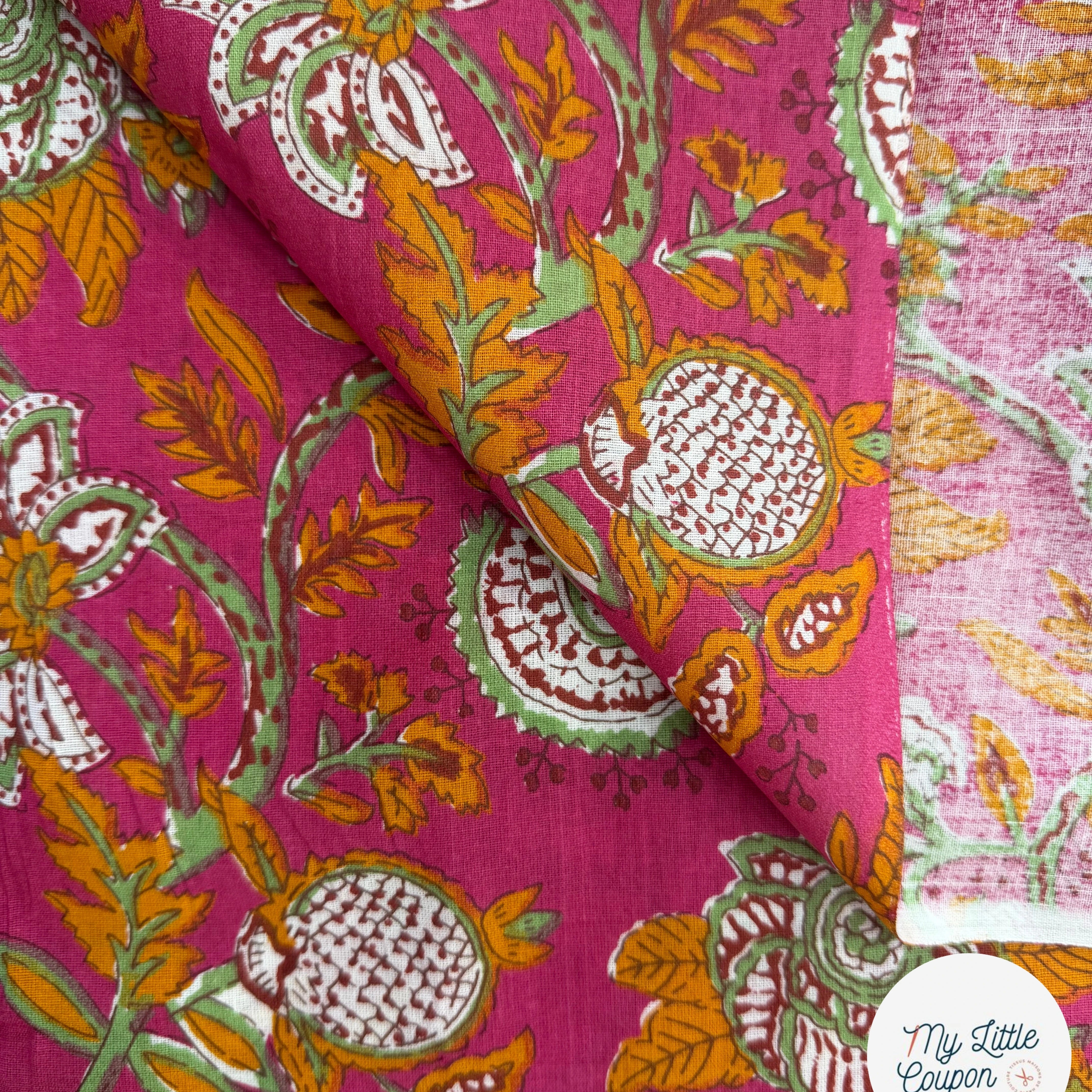 COTON INDIEN TAJ-MAHAL 007 FUCHSIA LAIZE 110 - My Little Coupon