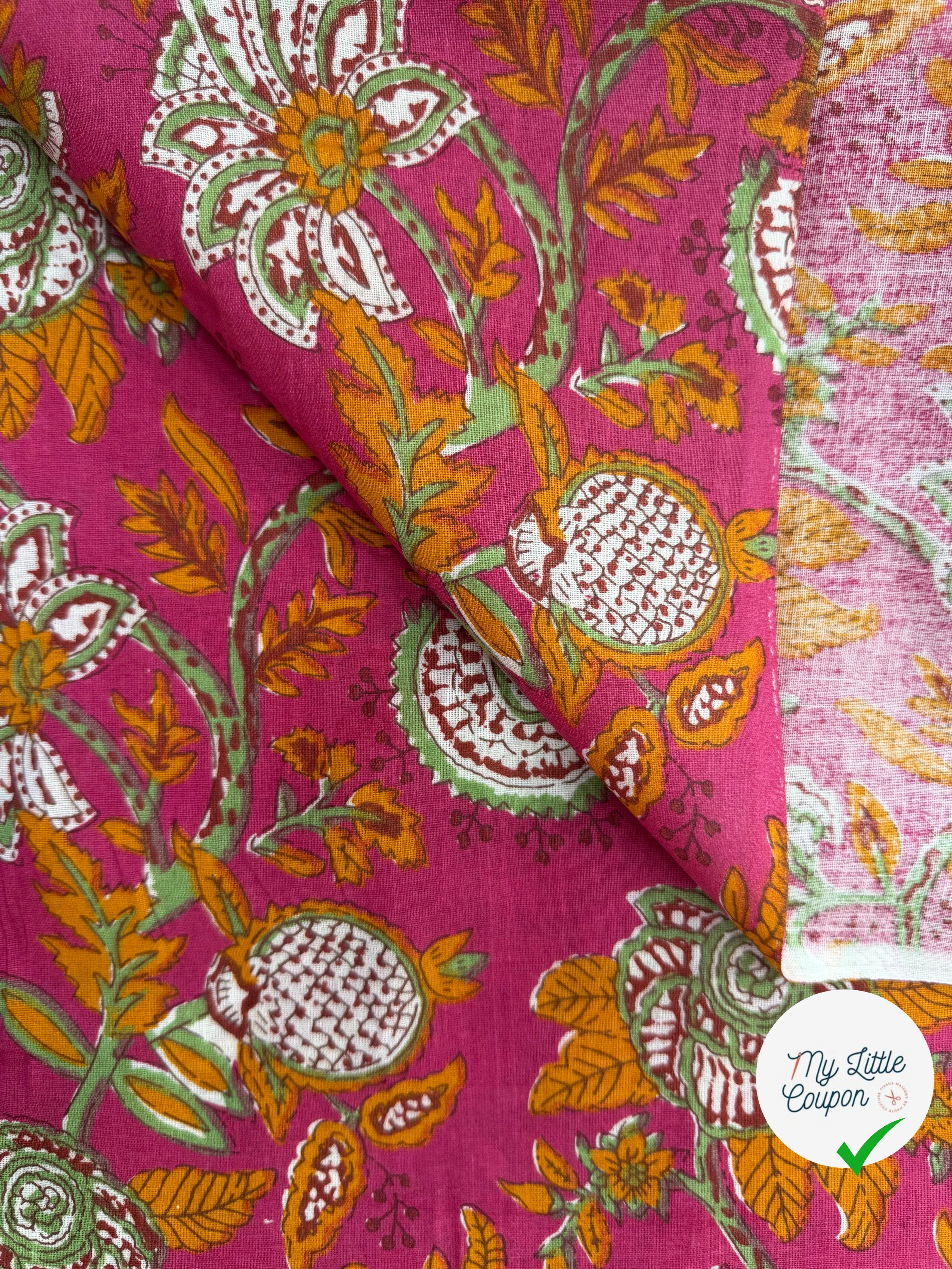 COTON INDIEN TAJ-MAHAL 007 FUCHSIA LAIZE 110 - My Little Coupon