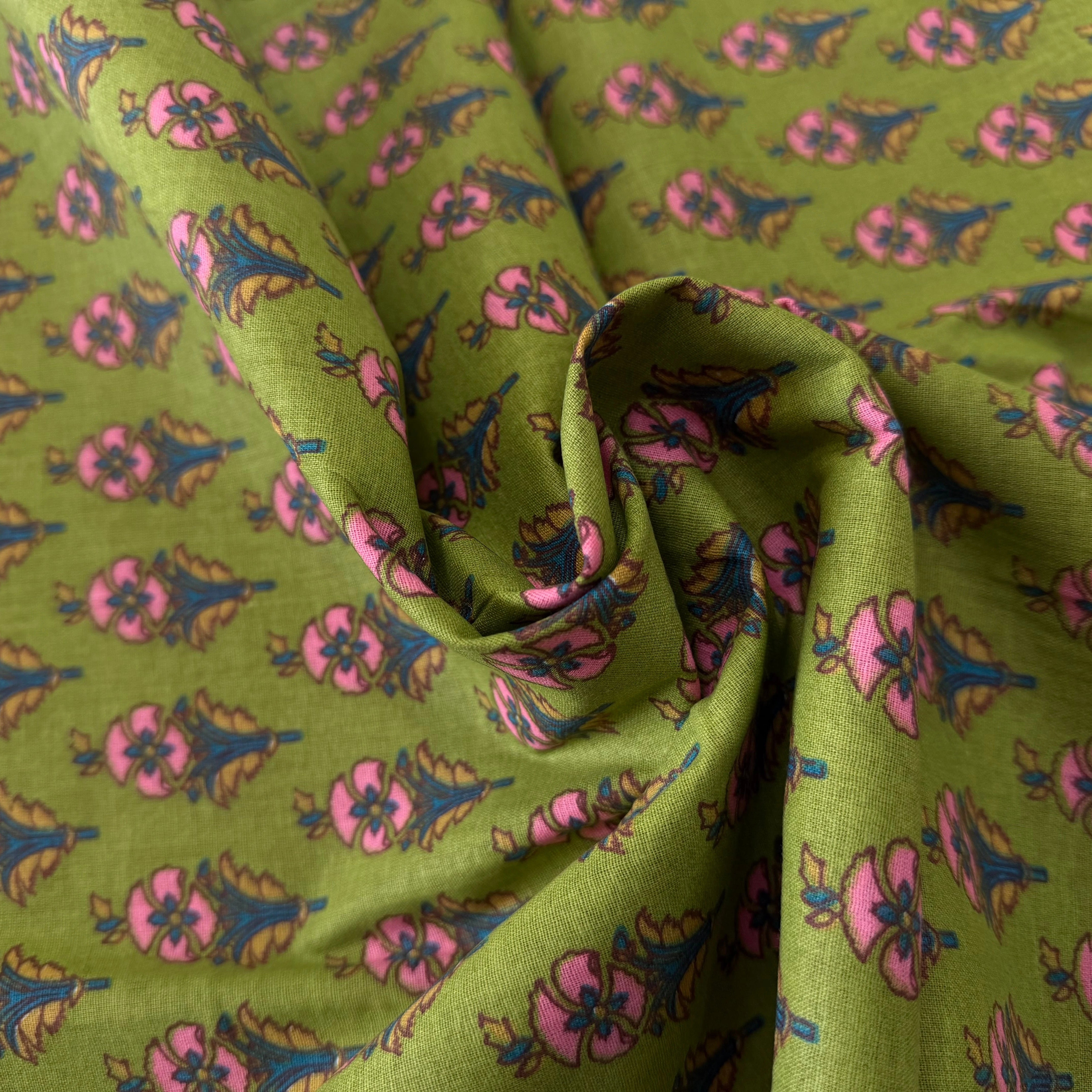 COTON INDIEN TAJ-MAHAL 012 VERT LAIZE 110 - My Little Coupon