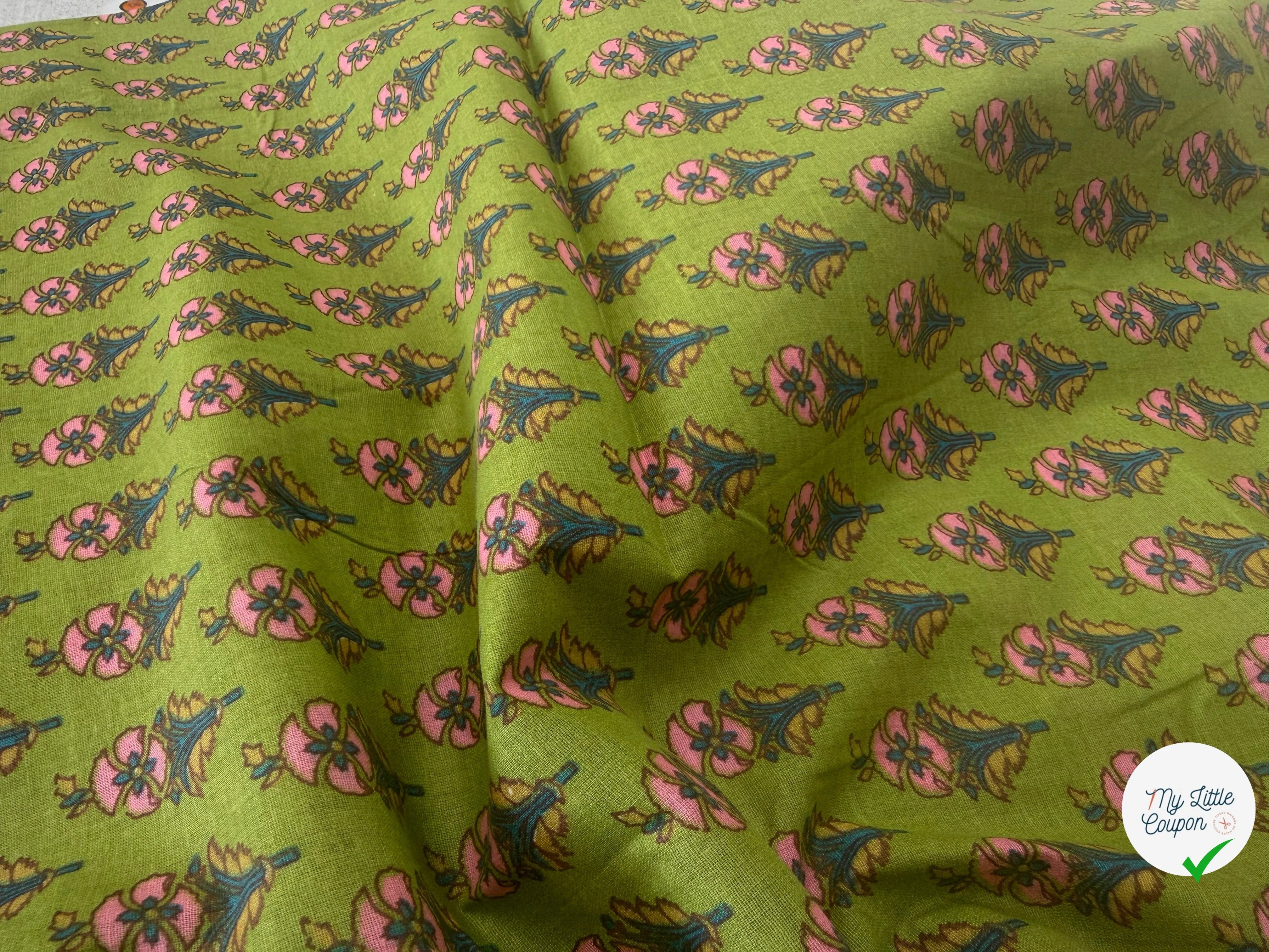 COTON INDIEN TAJ-MAHAL 012 VERT LAIZE 110 - My Little Coupon
