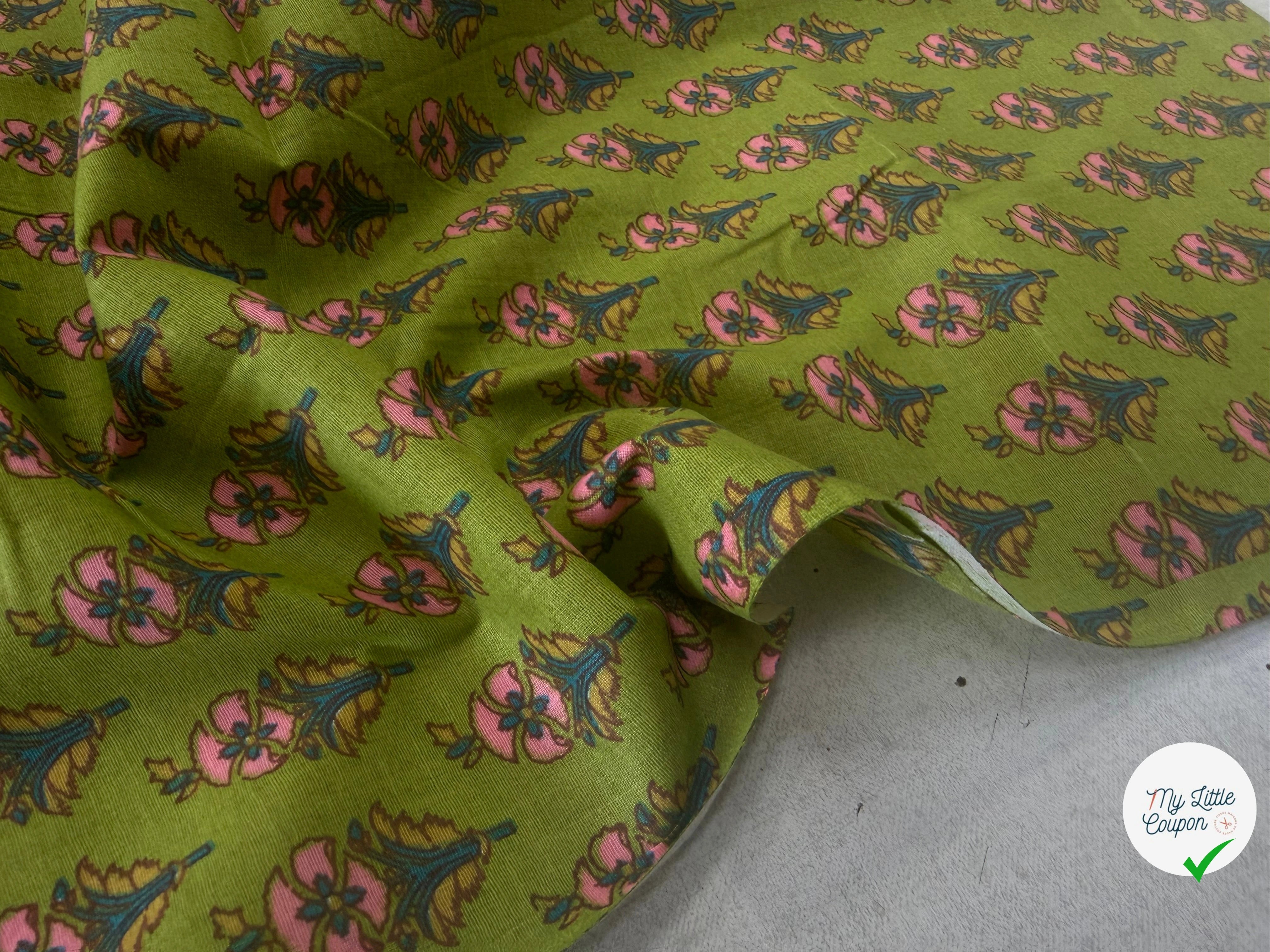 COTON INDIEN TAJ-MAHAL 012 VERT LAIZE 110 - My Little Coupon