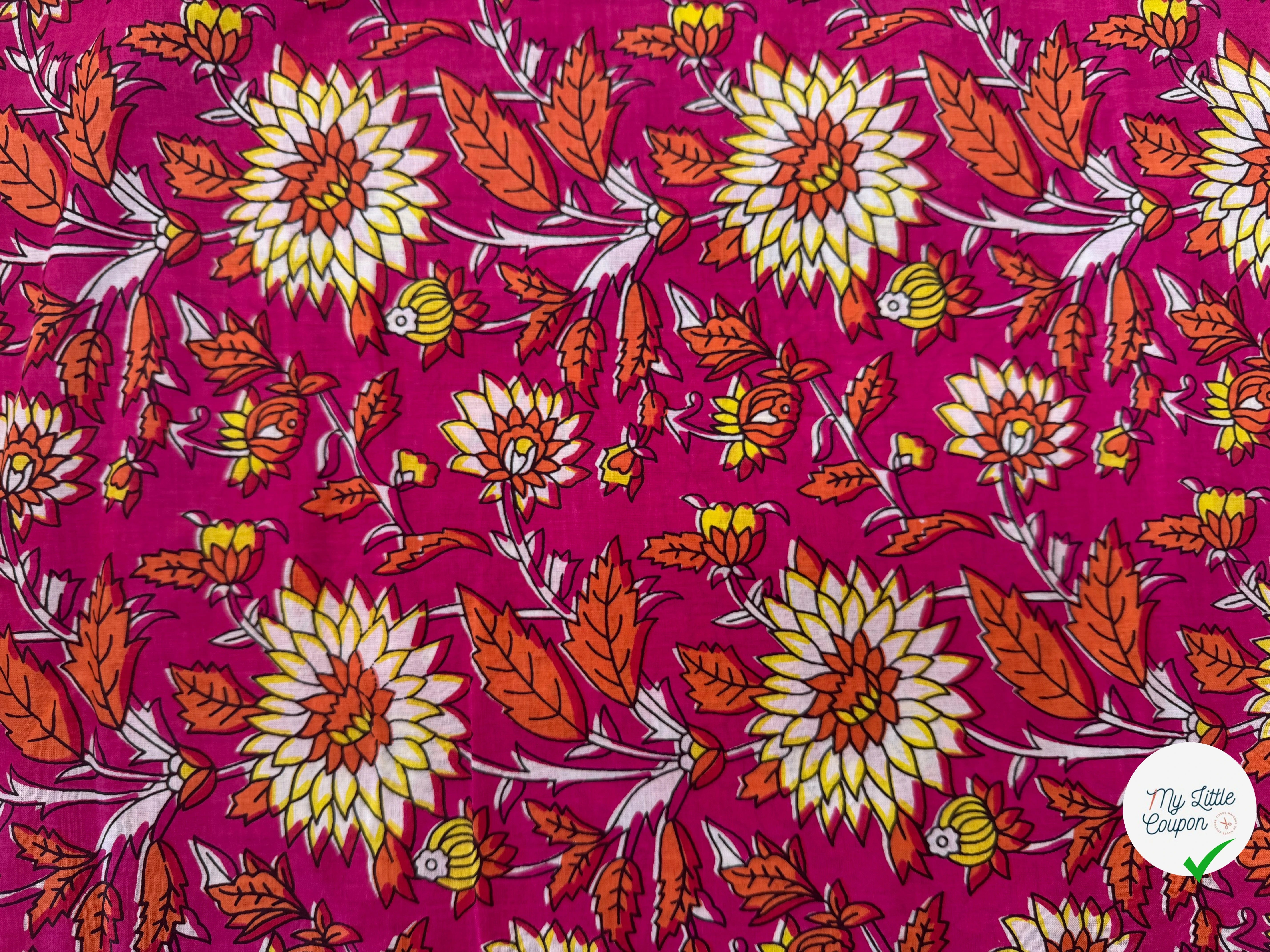 COTON INDIEN TAJ-MAHAL 018 FUCHSIA LAIZE 110 - My Little Coupon