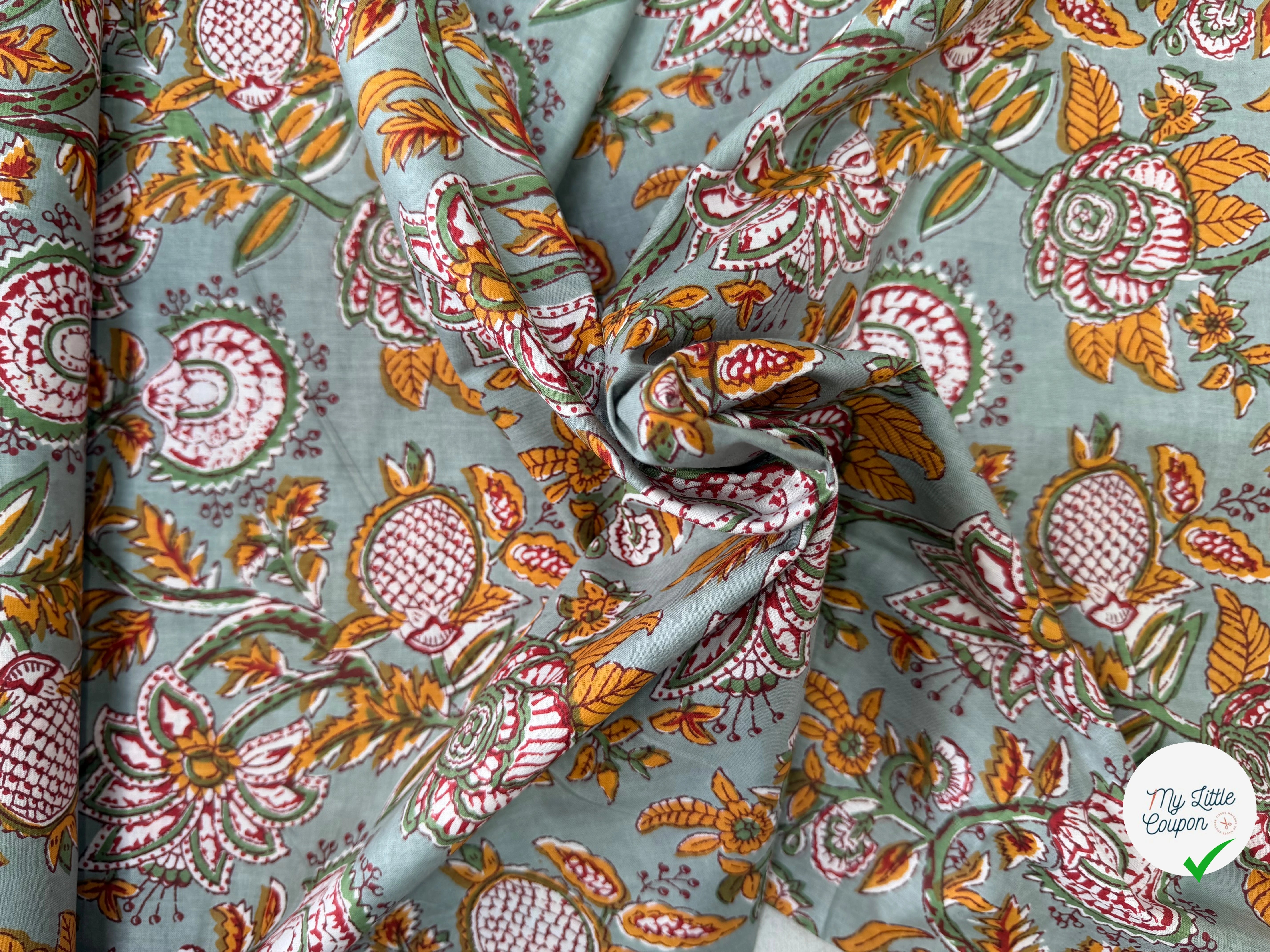 COTON INDIEN TAJ-MAHAL 019 GRIS LAIZE 110 - My Little Coupon