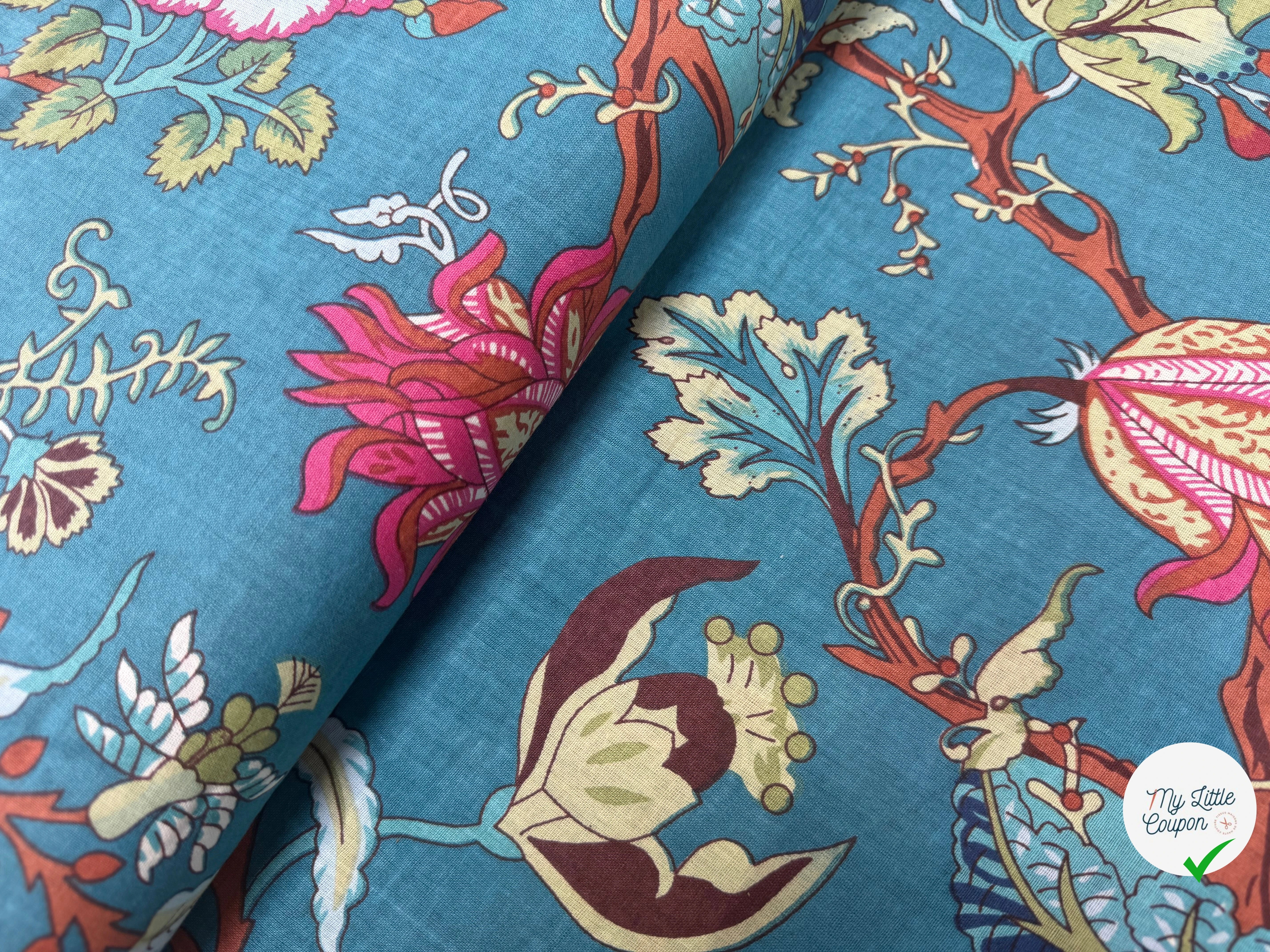 COTON INDIEN TAJ-MAHAL 028 BLEU LAIZE 110 - My Little Coupon