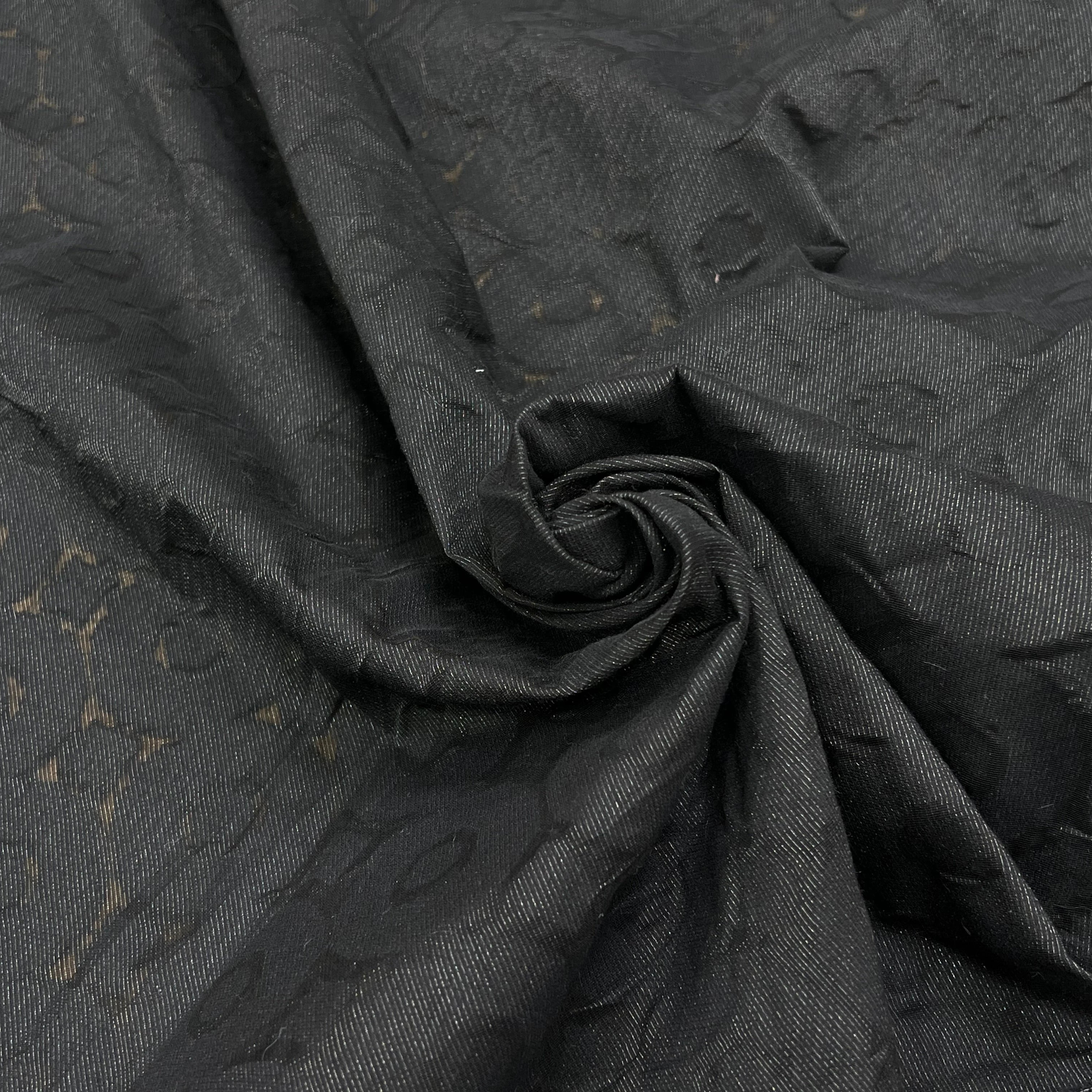 COTON JACQUARD DÉVORÉE NOIR CICULAIRE VISCOSE 5% MÉTAL - My Little Coupon