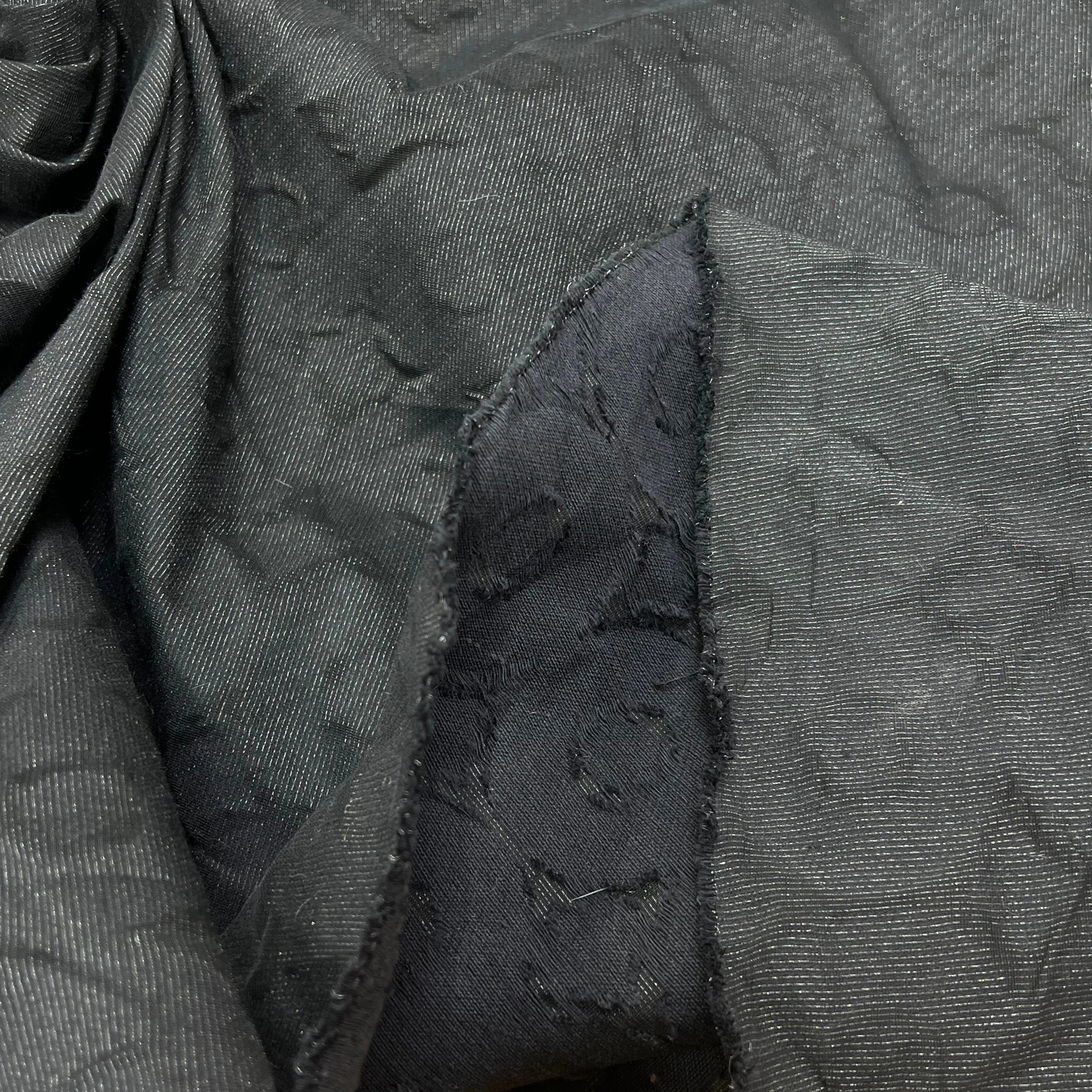 COTON JACQUARD DÉVORÉE NOIR CICULAIRE VISCOSE 5% MÉTAL - My Little Coupon