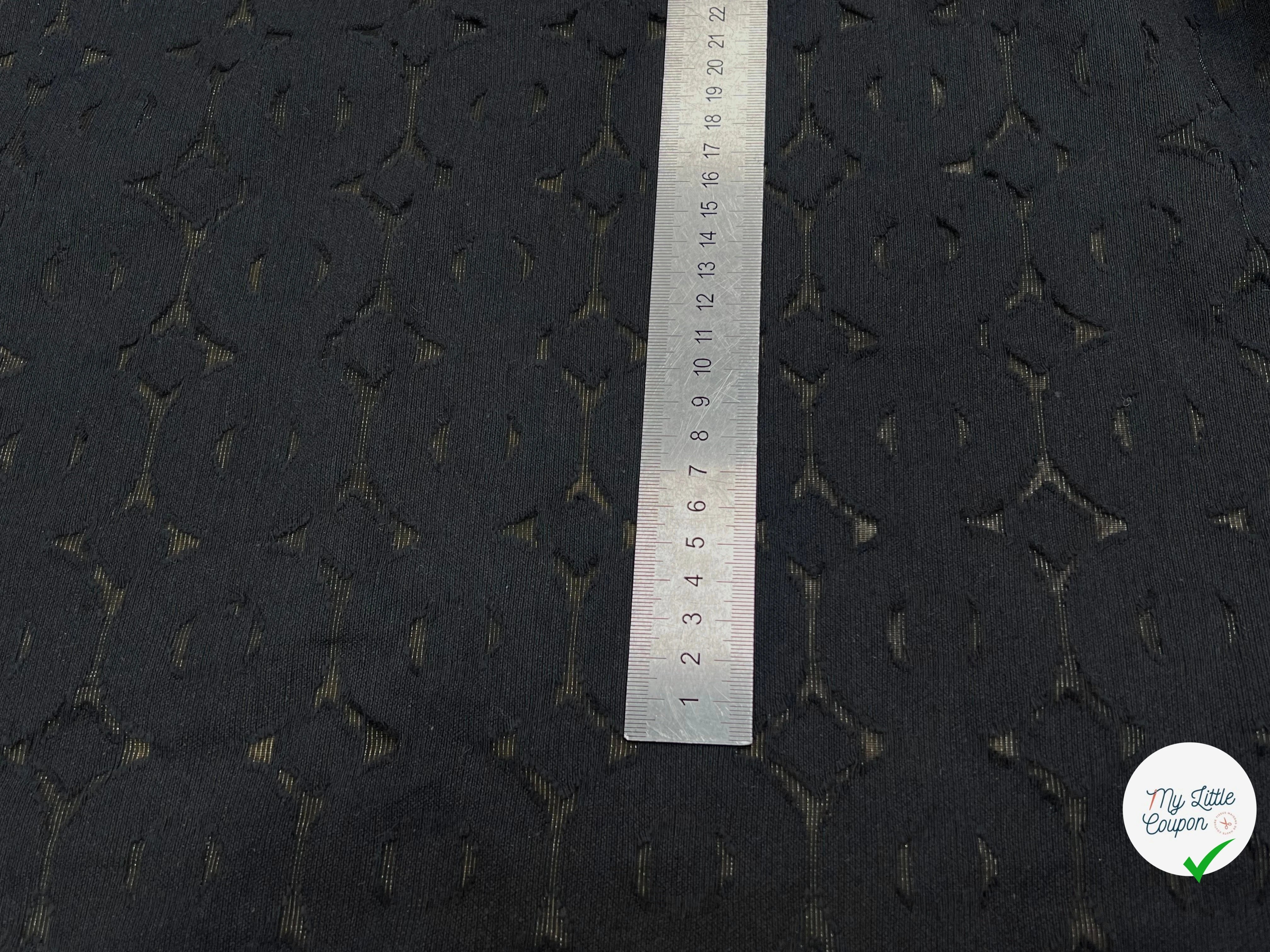 COTON JACQUARD DÉVORÉE NOIR CICULAIRE VISCOSE 5% MÉTAL - My Little Coupon