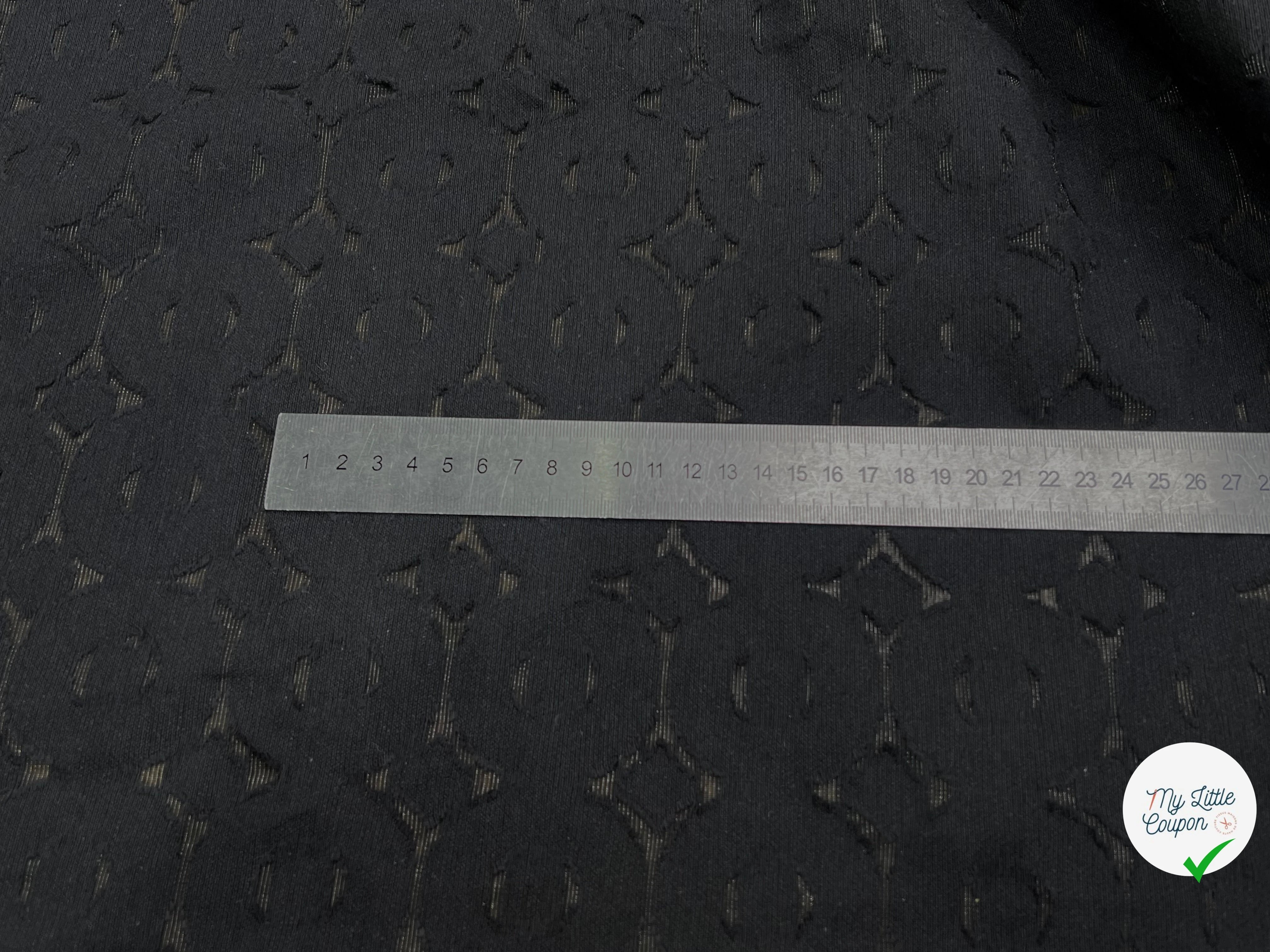 COTON JACQUARD DÉVORÉE NOIR CICULAIRE VISCOSE 5% MÉTAL - My Little Coupon