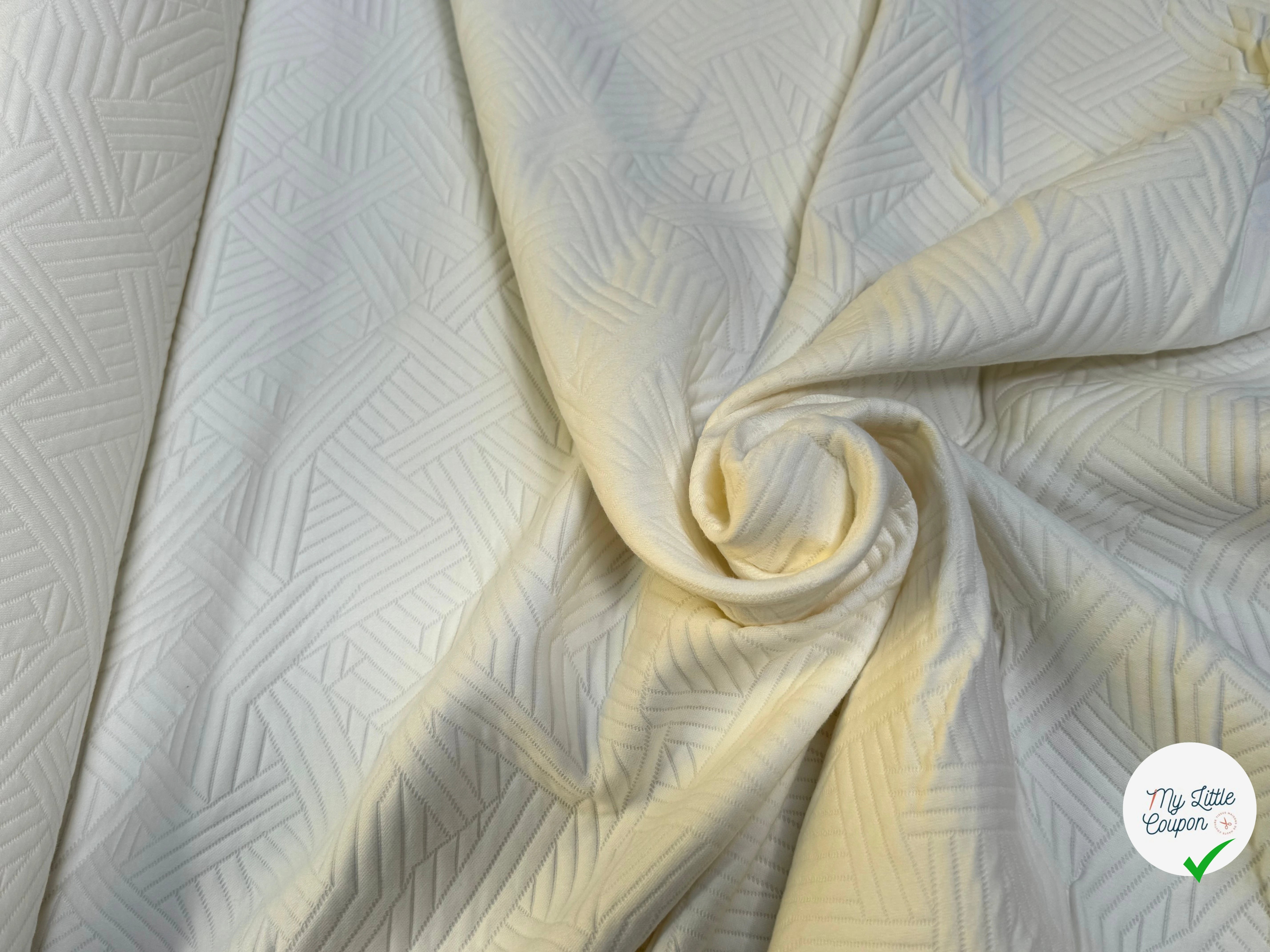 COTON JACQUARD DOUX STRETCH BLANC CASSÉ 69% COTON - My Little Coupon