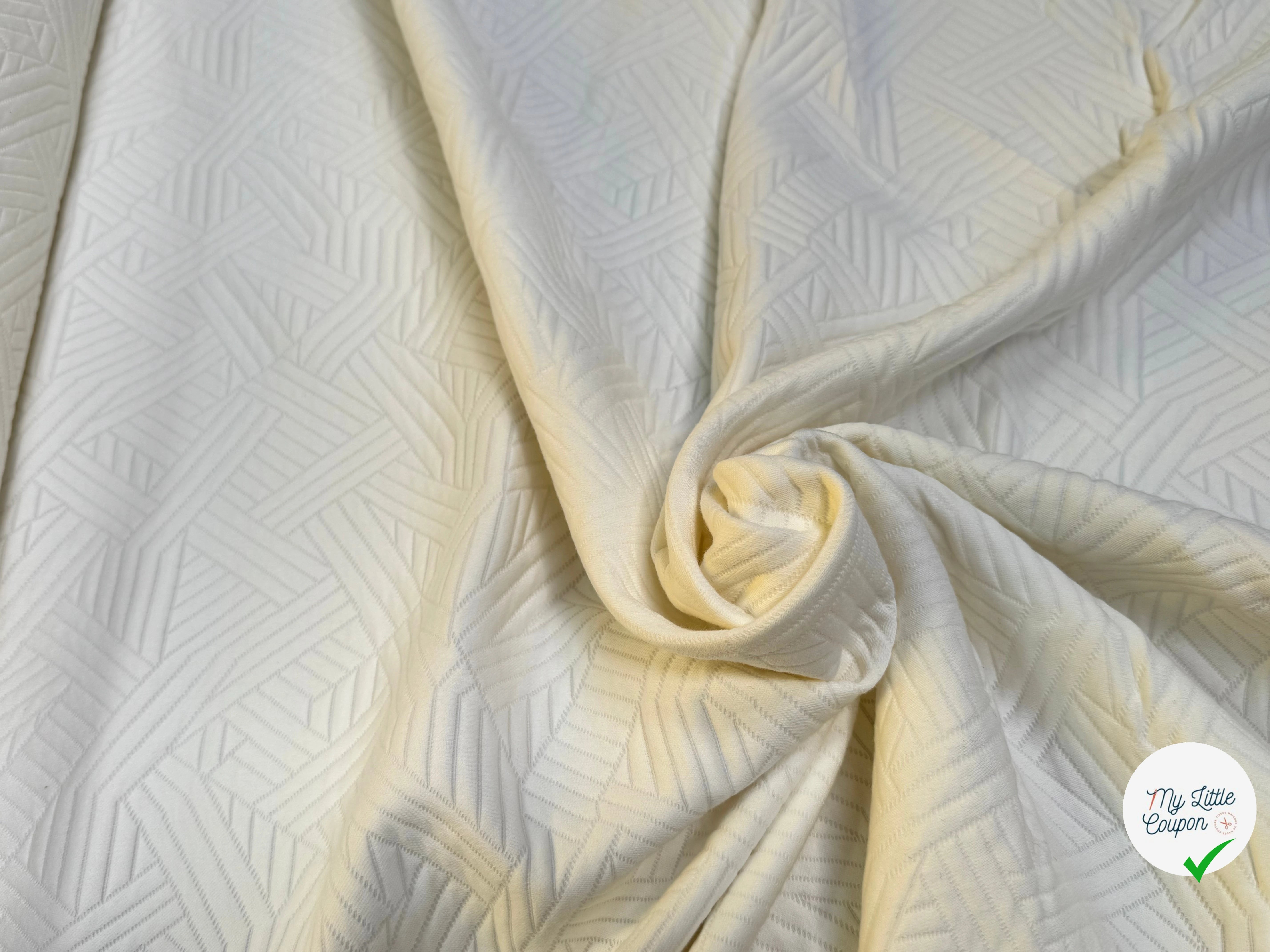 COTON JACQUARD DOUX STRETCH BLANC CASSÉ 69% COTON - My Little Coupon