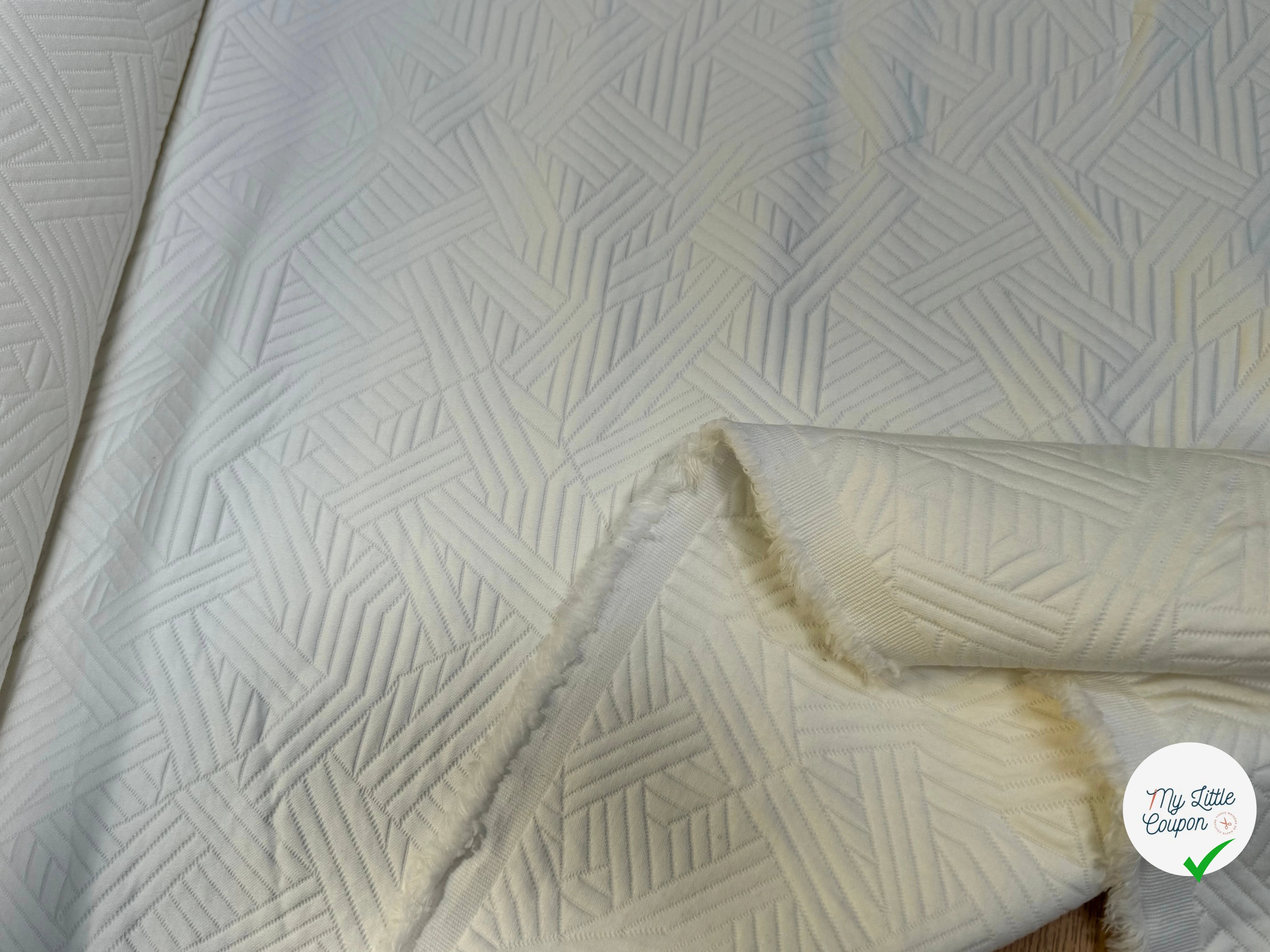 COTON JACQUARD DOUX STRETCH BLANC CASSÉ 69% COTON - My Little Coupon