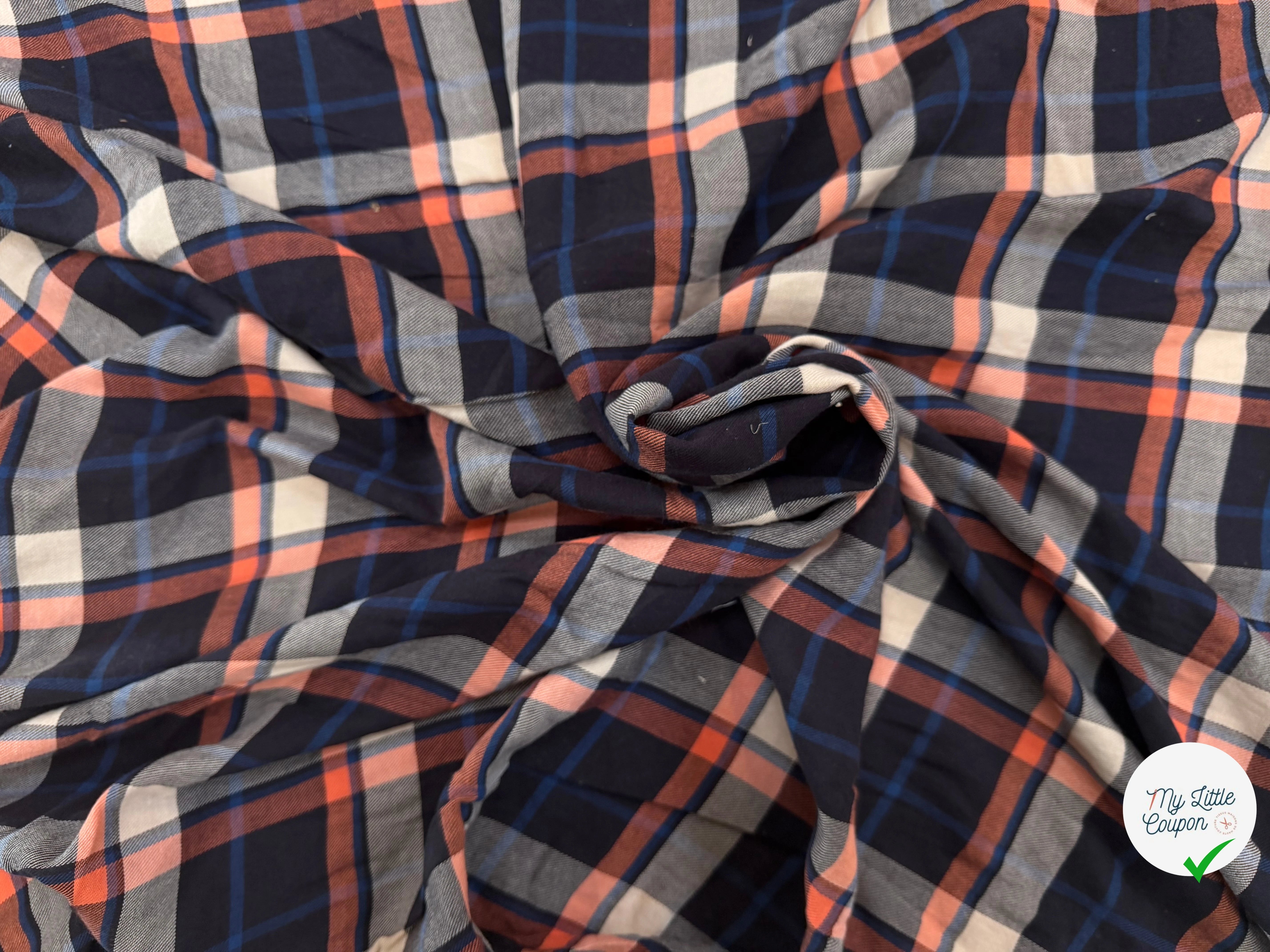 COTON JAPAN CARREAUX MARINE ORANGE - My Little Coupon