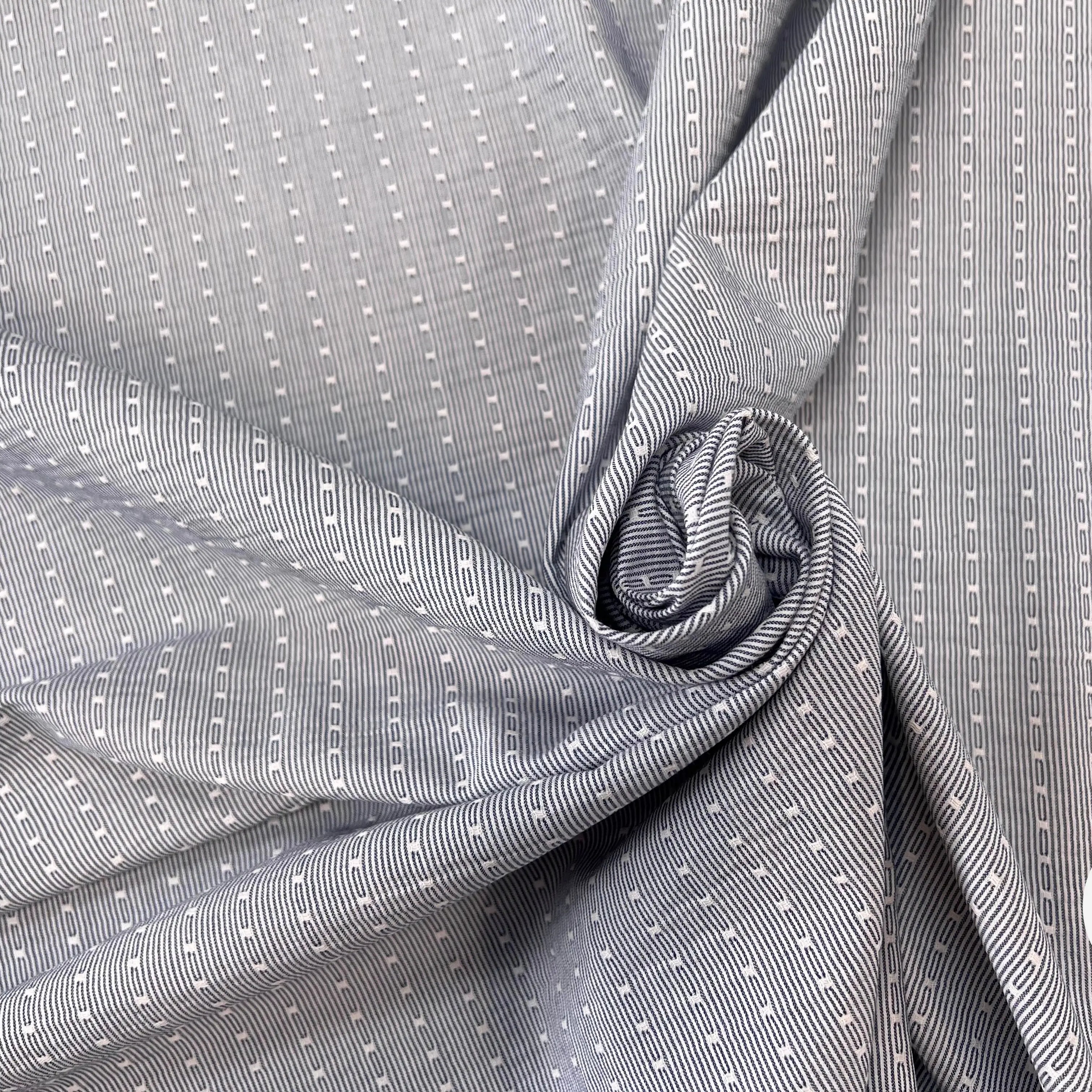 COTON LEGER BIO RAYURES PLUMETIS ATLANTIS BLEU GRIS - My Little Coupon