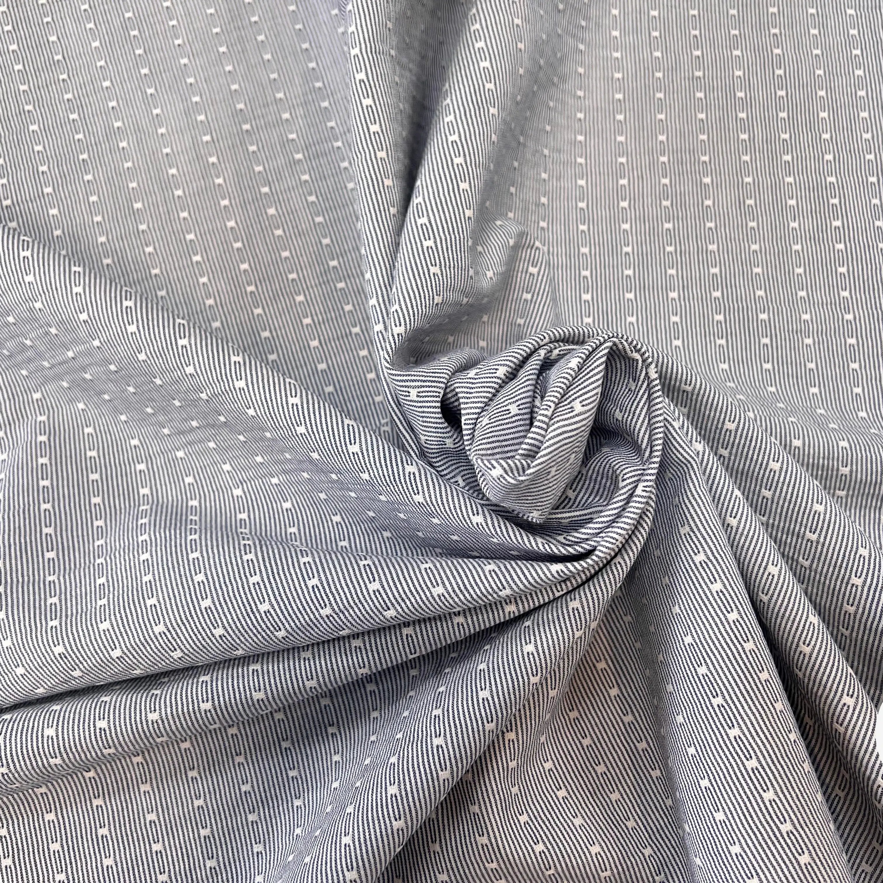 COTON LEGER BIO RAYURES PLUMETIS ATLANTIS BLEU GRIS - My Little Coupon