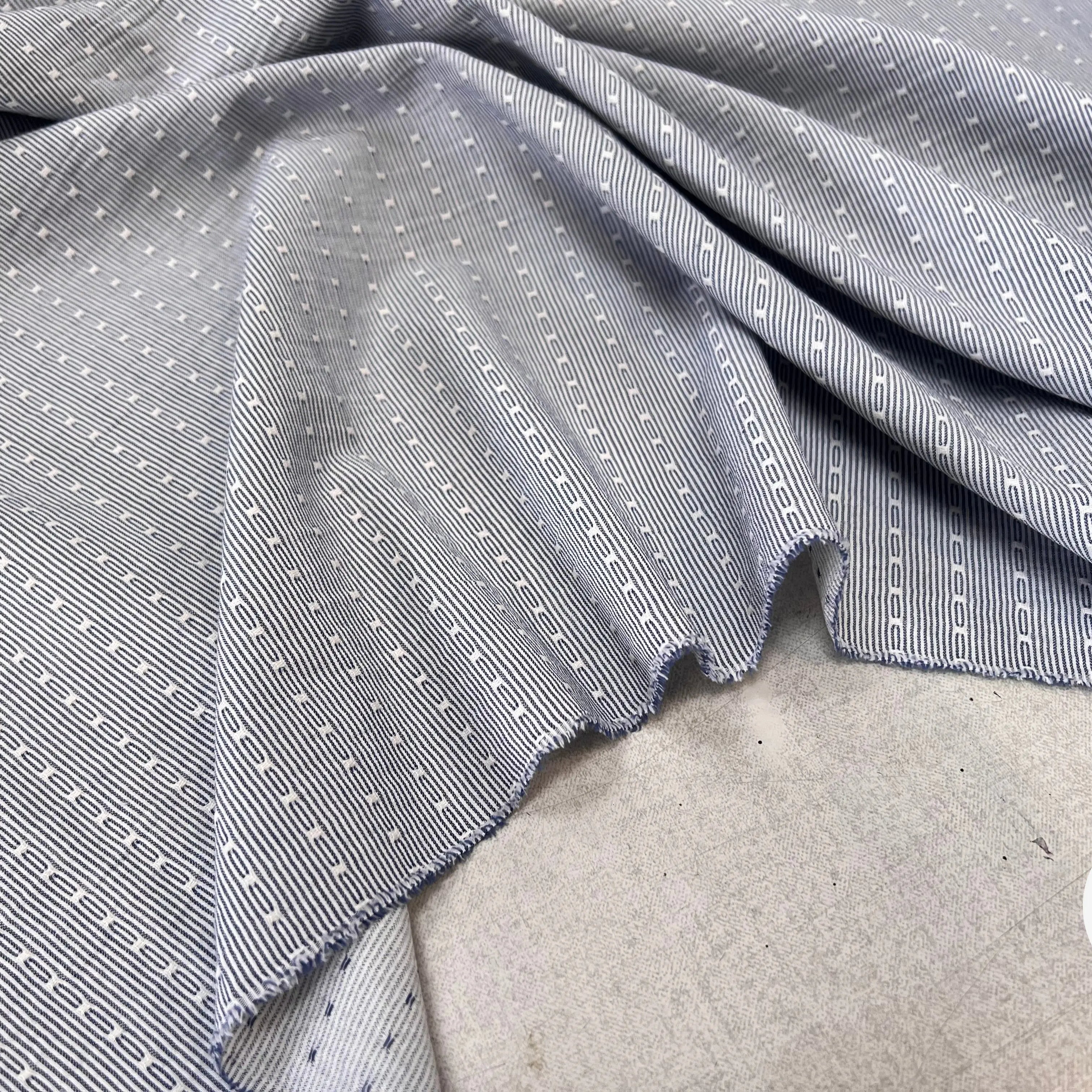 COTON LEGER BIO RAYURES PLUMETIS ATLANTIS BLEU GRIS - My Little Coupon