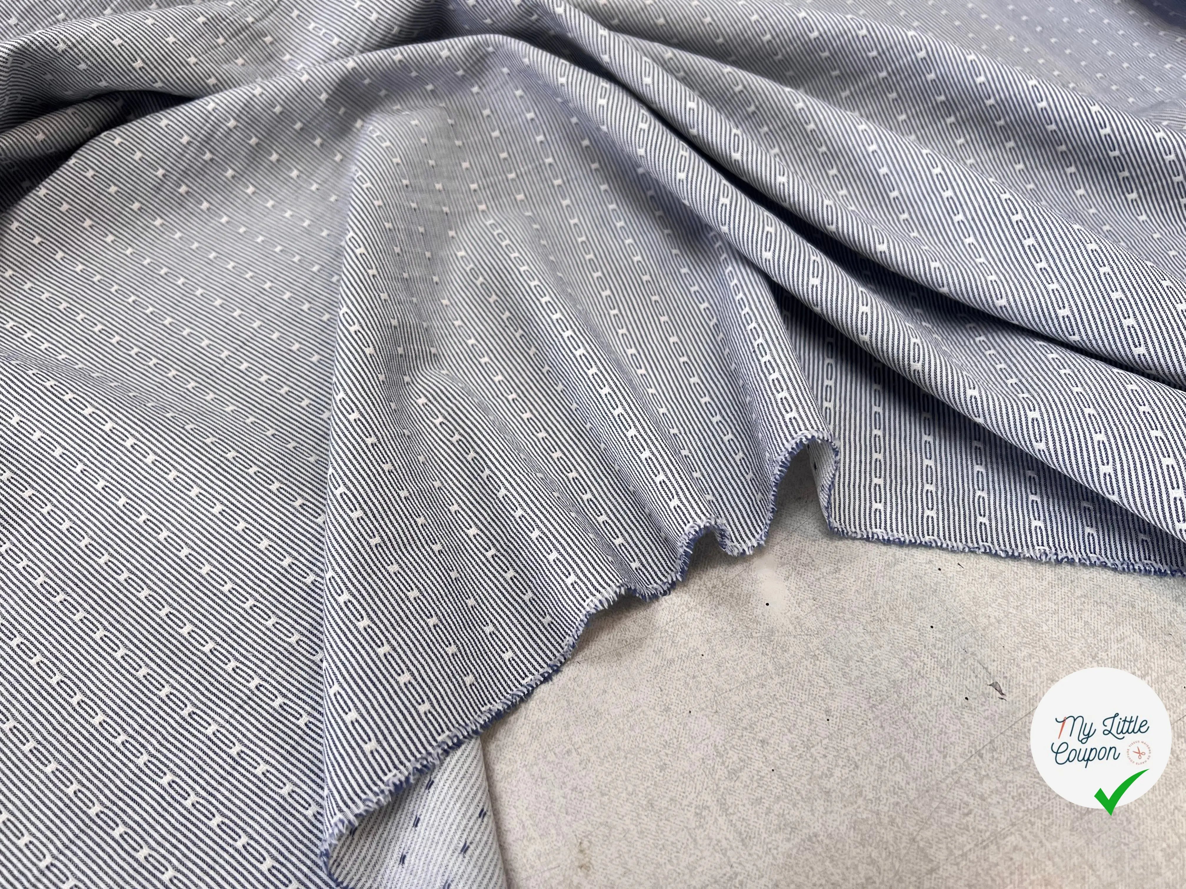COTON LEGER BIO RAYURES PLUMETIS ATLANTIS BLEU GRIS - My Little Coupon