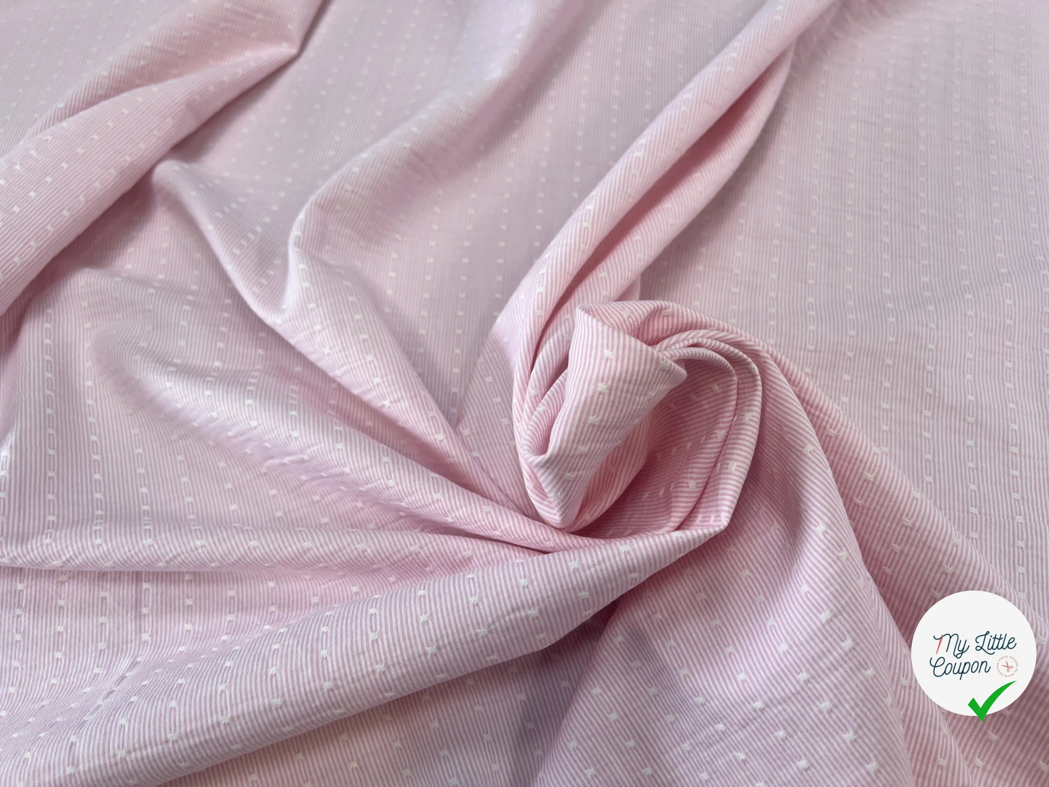 COTON LEGER BIO RAYURES PLUMETIS ATLANTIS ROSE - My Little Coupon