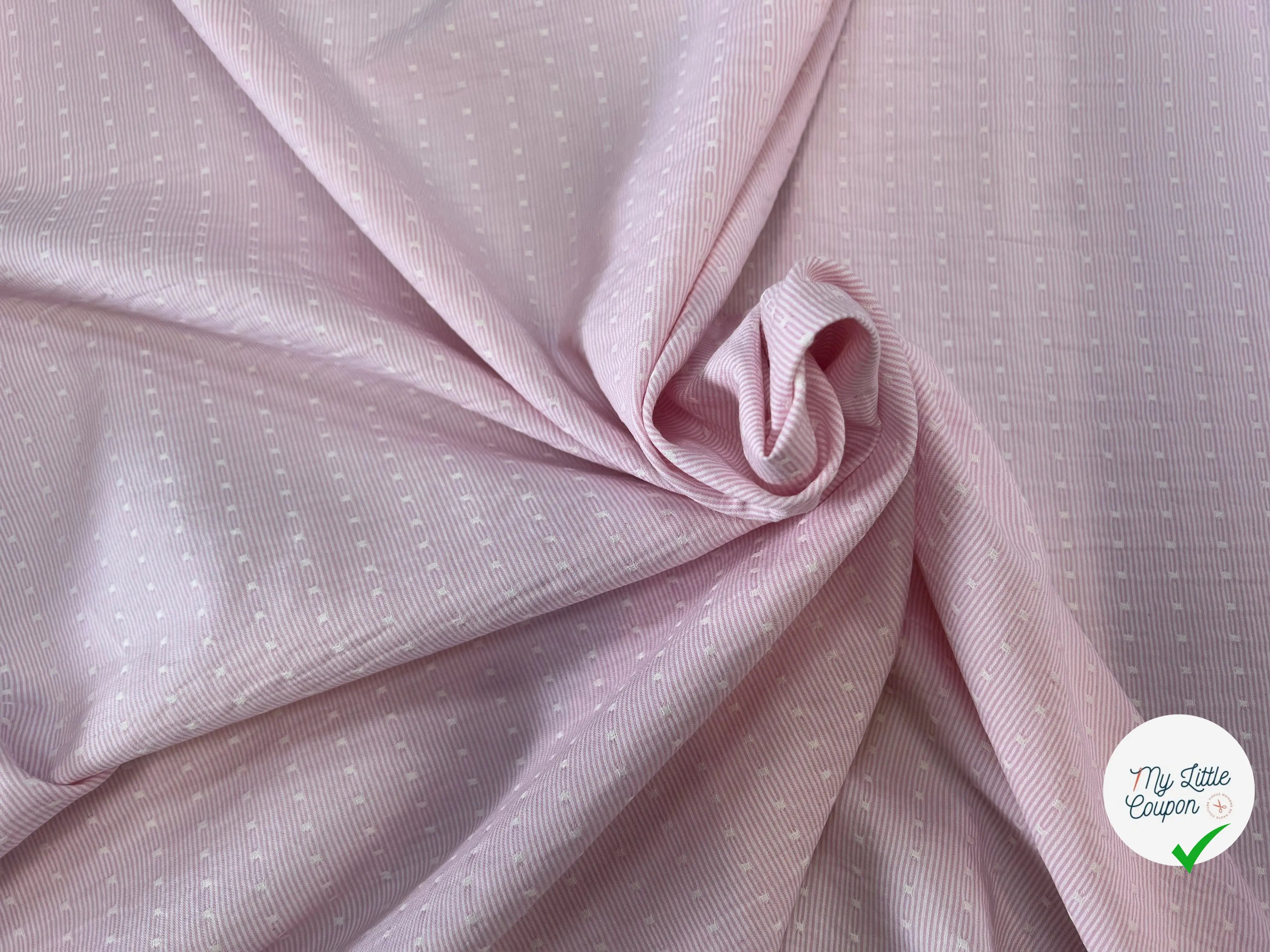 COTON LEGER BIO RAYURES PLUMETIS ATLANTIS ROSE - My Little Coupon