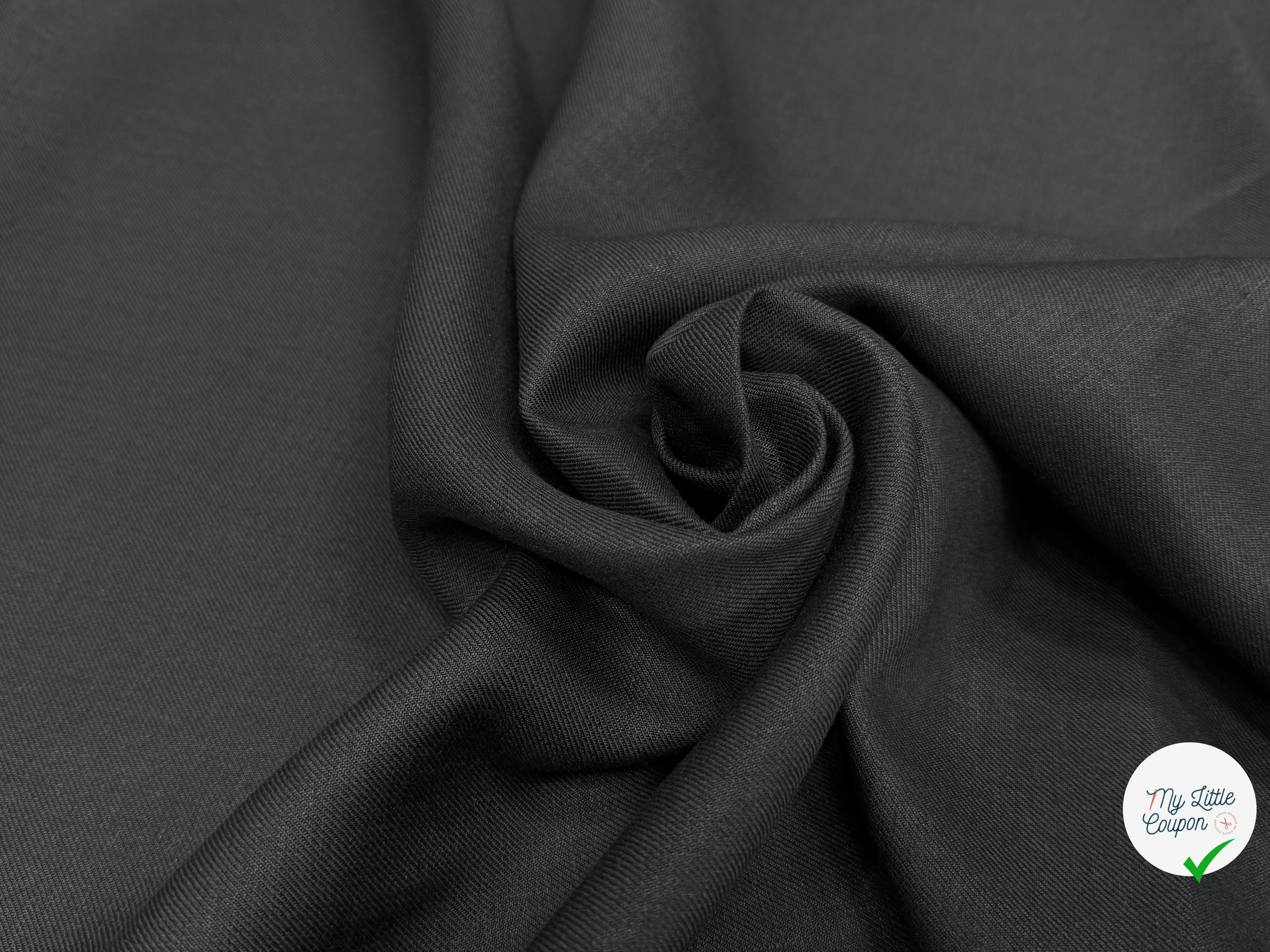 COTON LIN SERGÉ NOIR ANTHRACITE - My Little Coupon