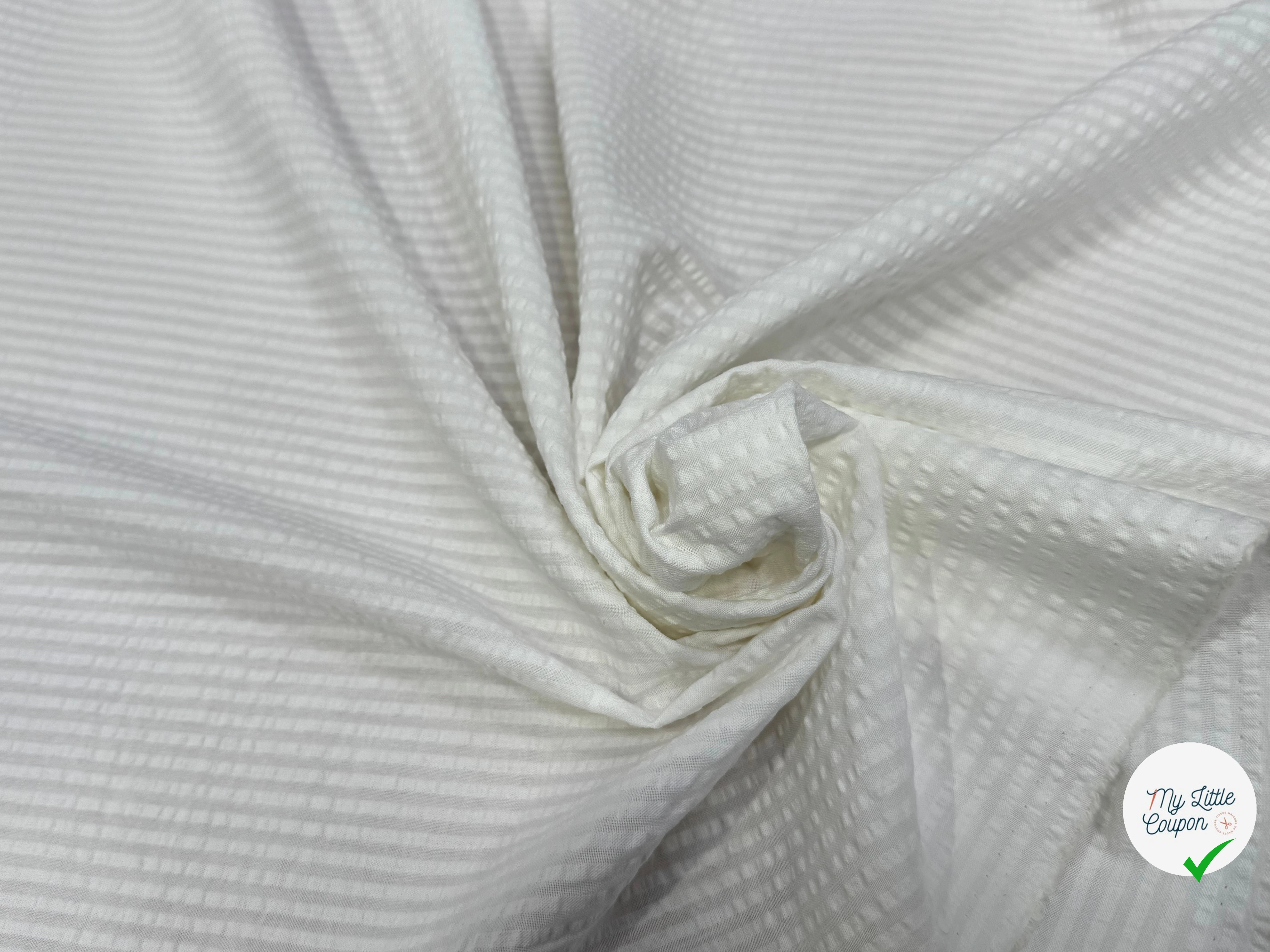 COTON RAYURES GAUFFRÉS BLANC SUR BLANC - My Little Coupon