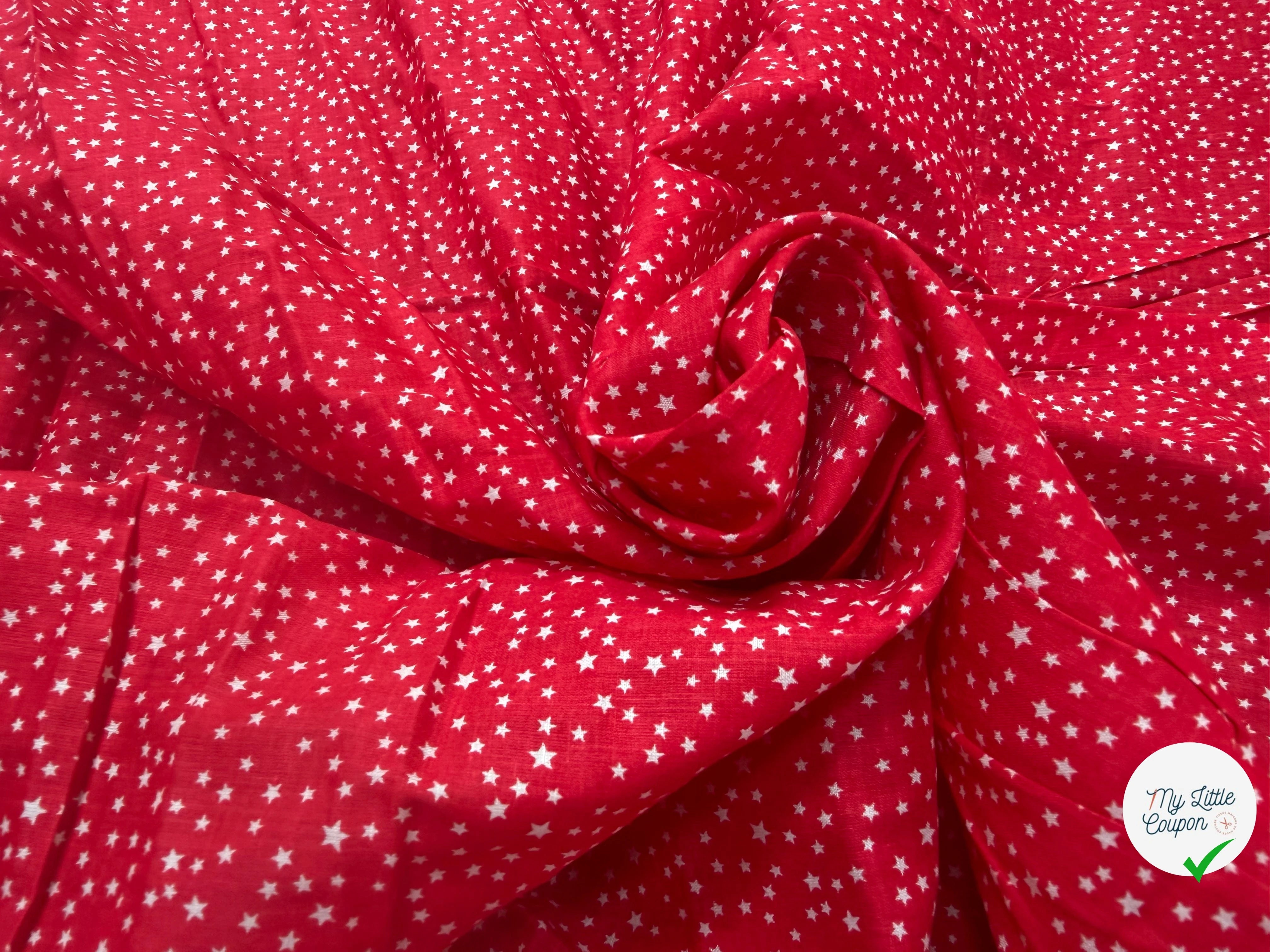 COTON ROUGE ÉTOILÉ BLANC - My Little Coupon