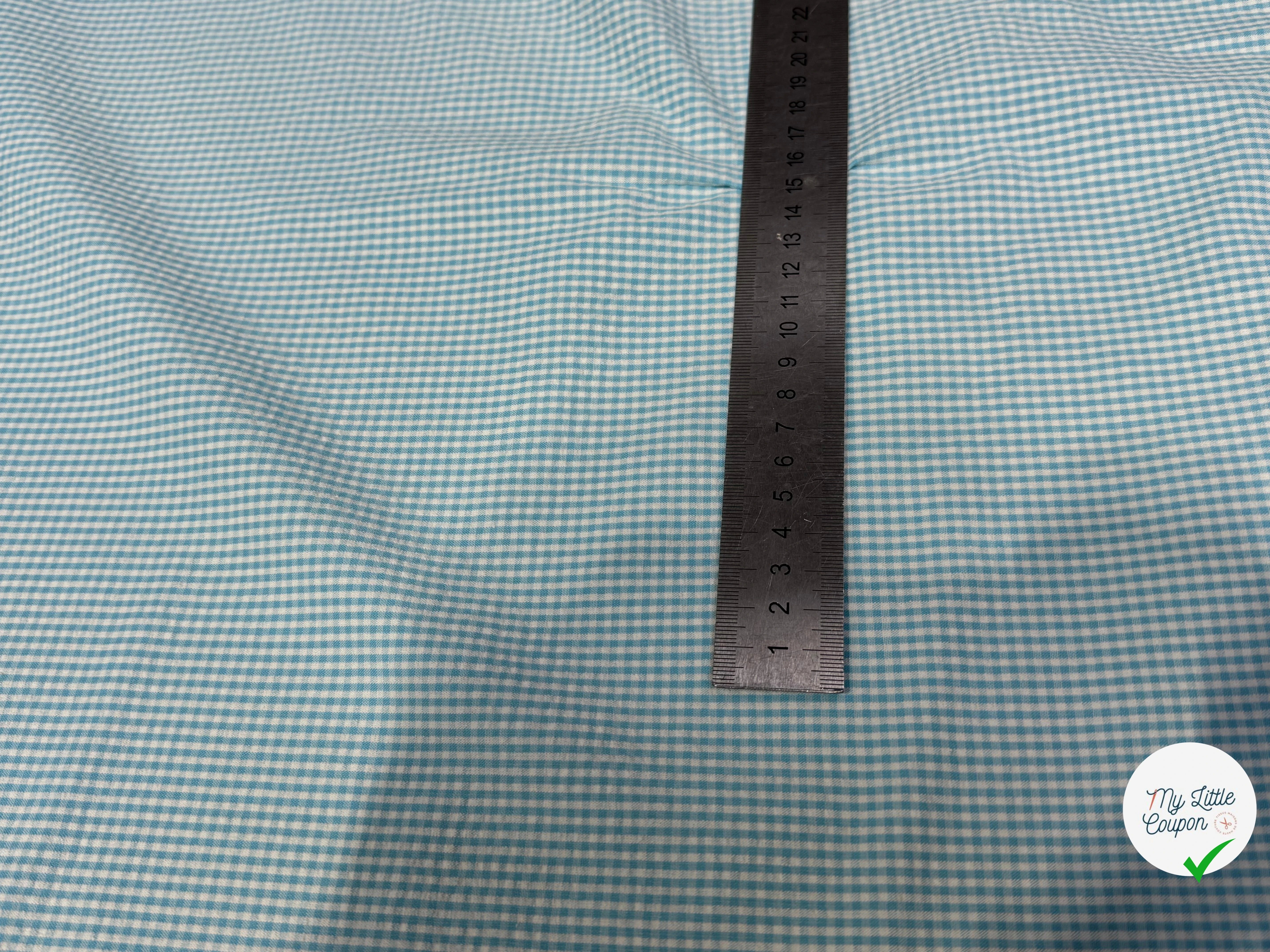 COTON SEERSUCKER VICHY BLEU BLANC CARREAUX - My Little Coupon