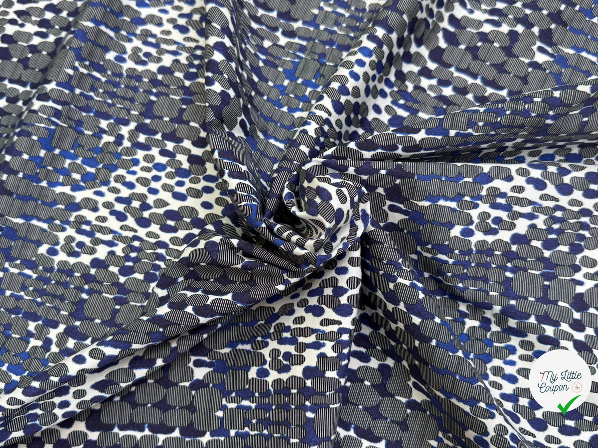 COTON STRETCH IMPRIMÉ CROCO BLEU ARTEMIDE CROCO - My Little Coupon