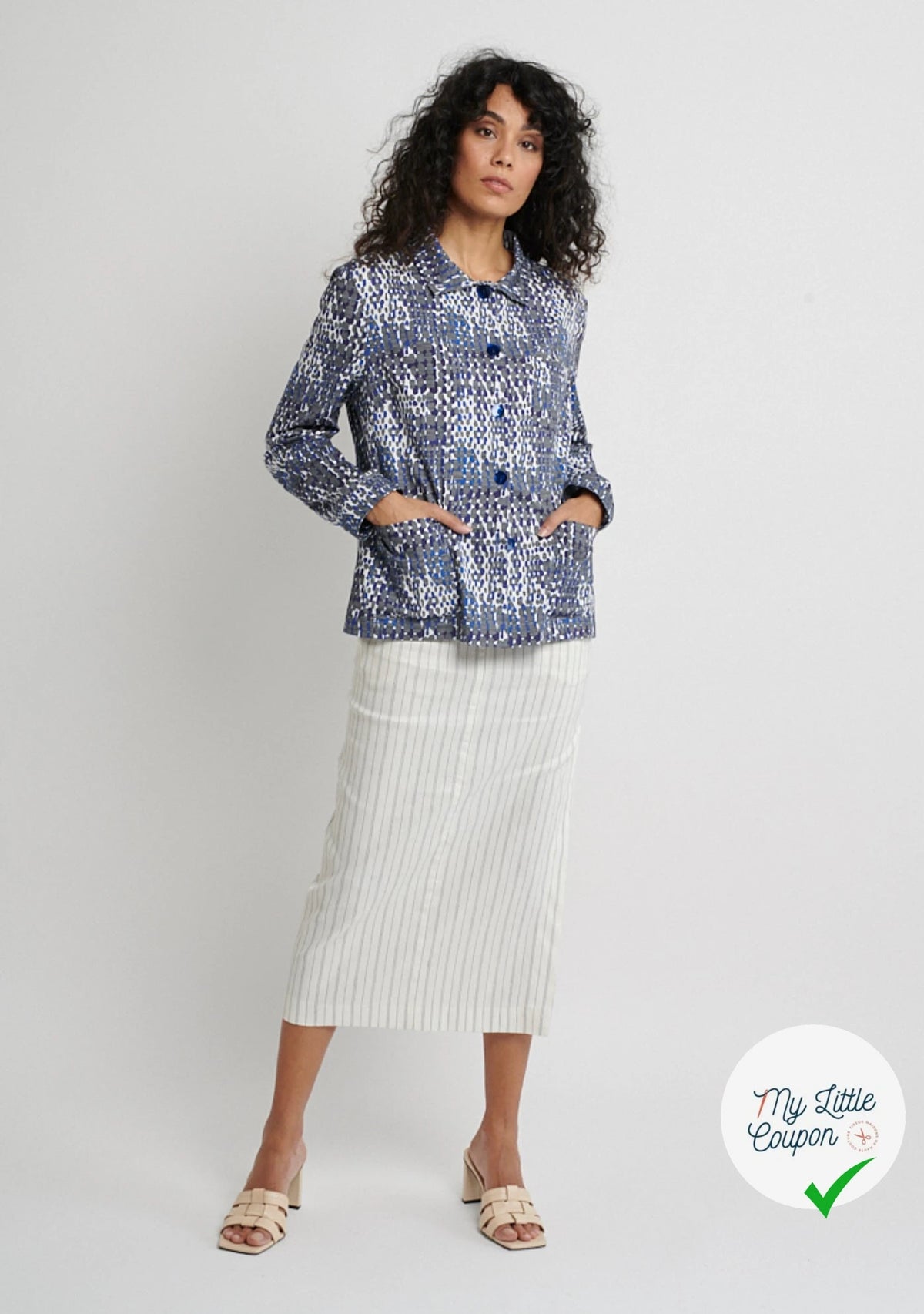 COTON STRETCH IMPRIMÉ CROCO BLEU ARTEMIDE CROCO - My Little Coupon
