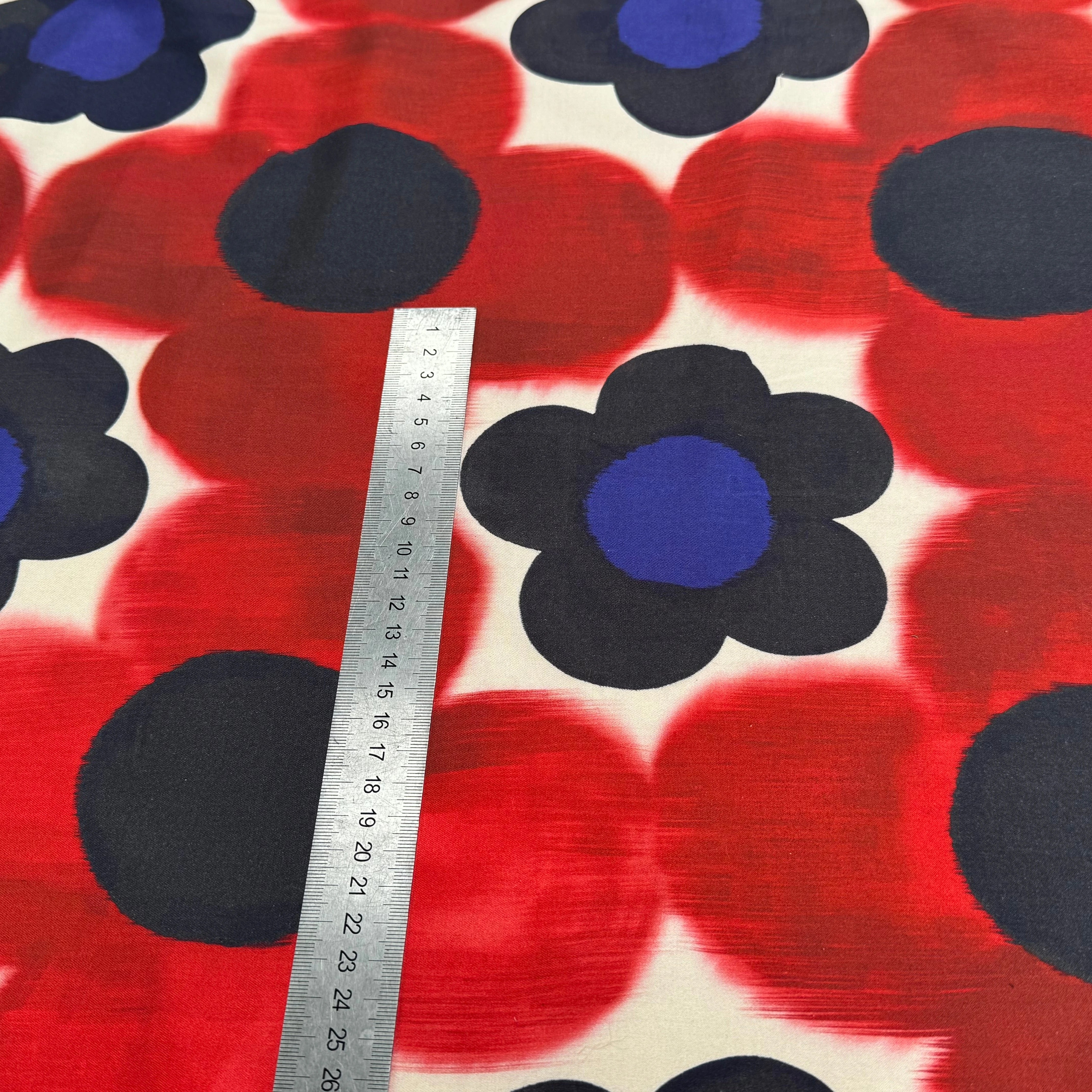 COTON STRETCH IMPRIMÉ FLEURS GRAPHIQUES ROUGE ARTEMIDE TWIGGY ROUGE - My Little Coupon
