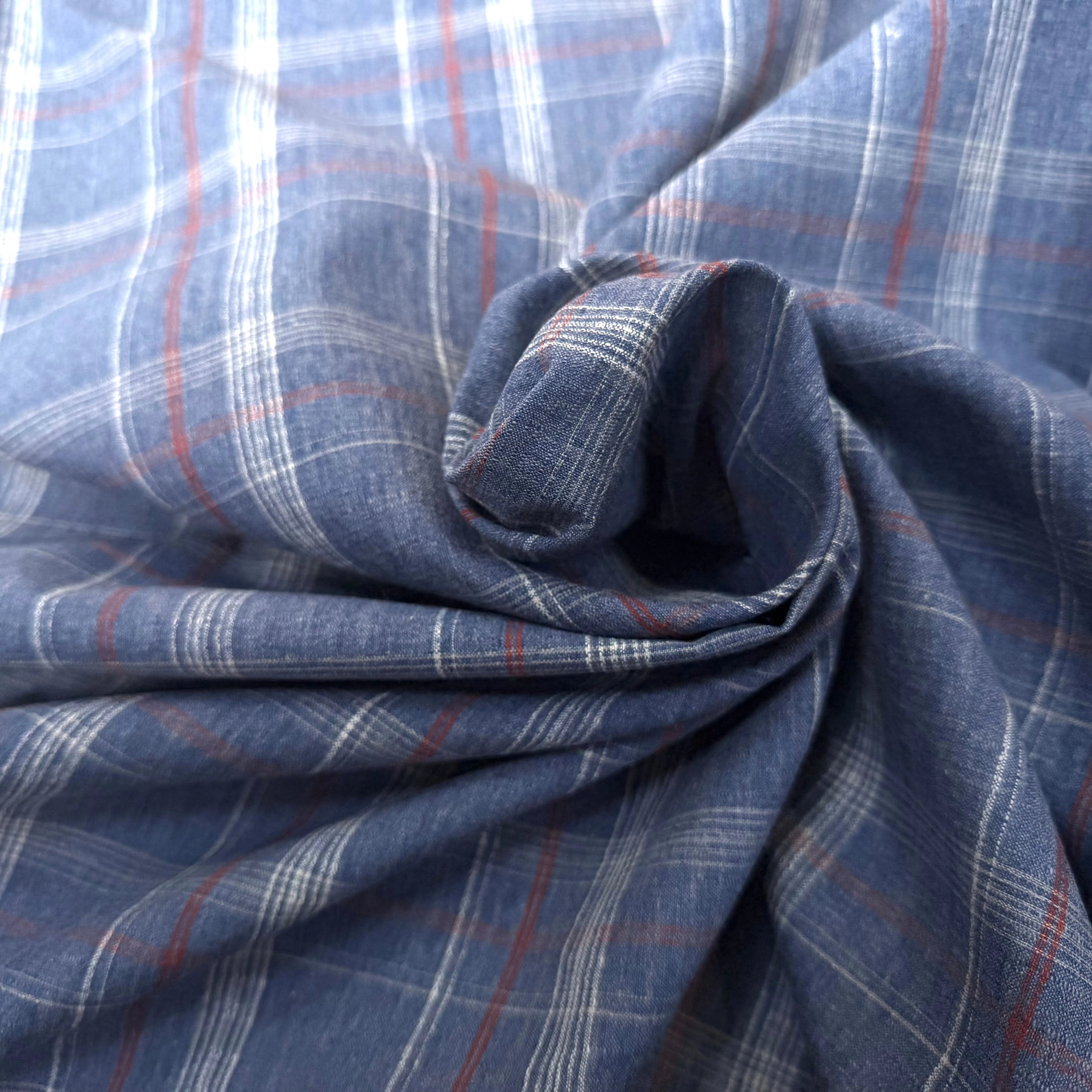 COTON SUR CHEMISE BLEU CAREAUX - My Little Coupon
