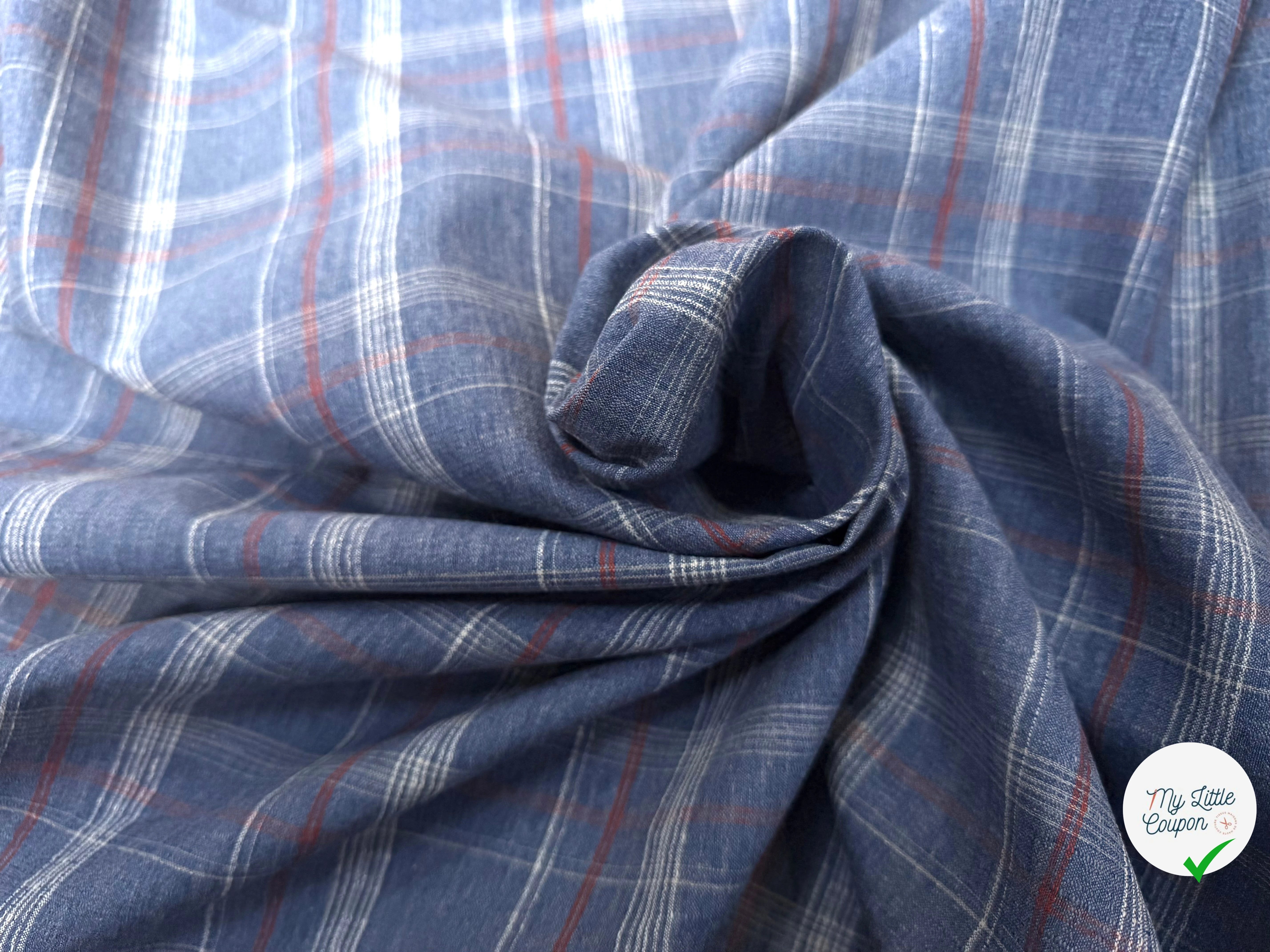 COTON SUR CHEMISE BLEU CAREAUX - My Little Coupon
