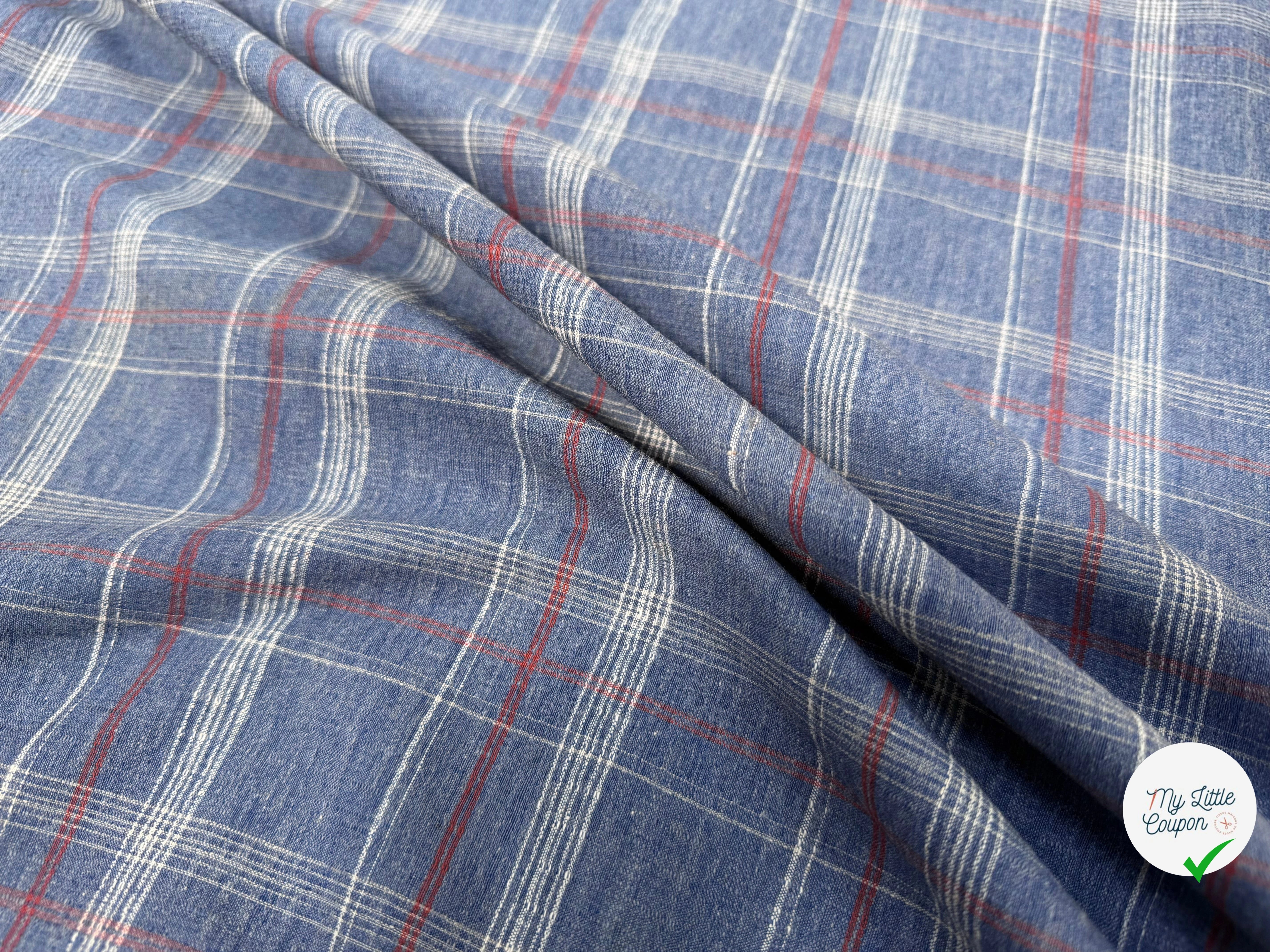 COTON SUR CHEMISE BLEU CAREAUX - My Little Coupon
