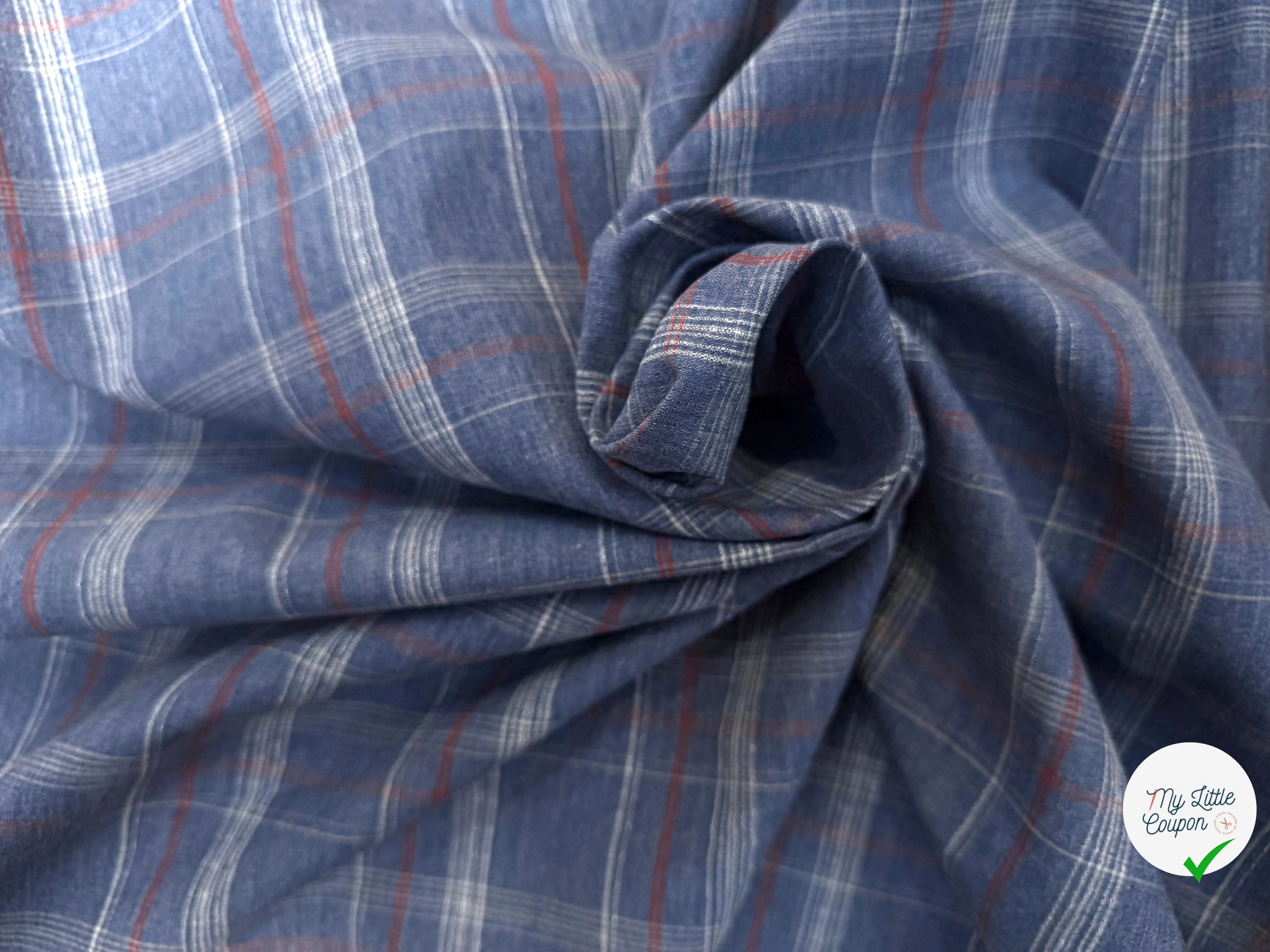 COTON SUR CHEMISE BLEU CAREAUX - My Little Coupon