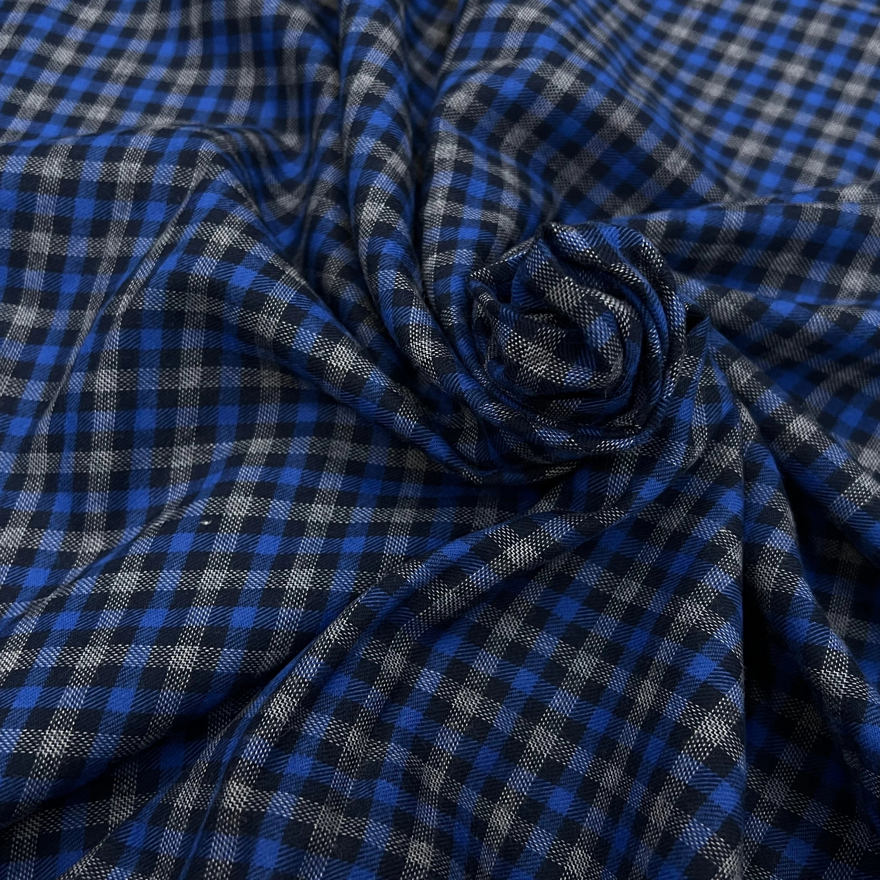 COTON TRAPPEUR CARREAUX BLEU NOIR GRIS - My Little Coupon